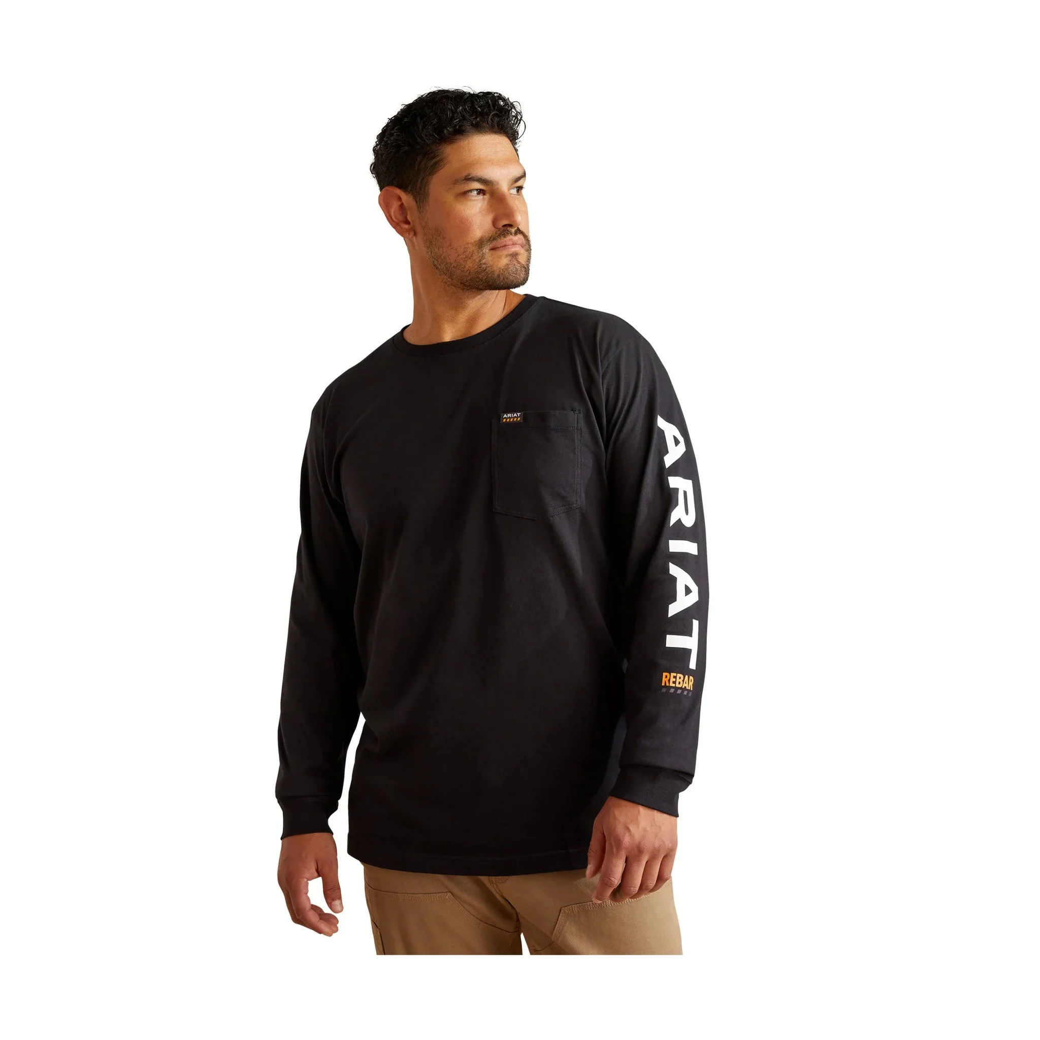 Ariat Men's Rebar Strong Standard Long Sleeve Pocket Tee - Black/White
