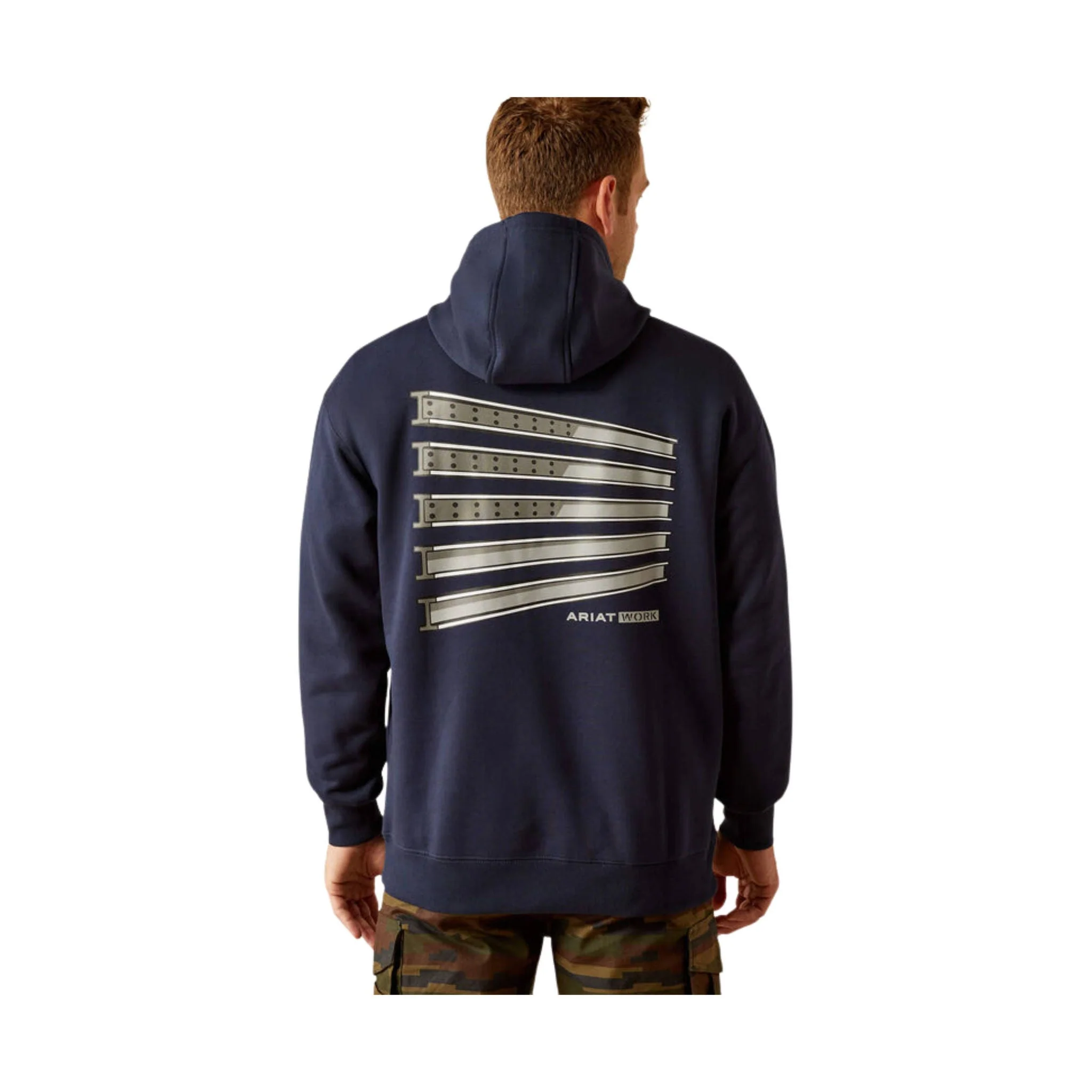 Ariat Men's Workman Beams Hoodie - Navy - Image 2