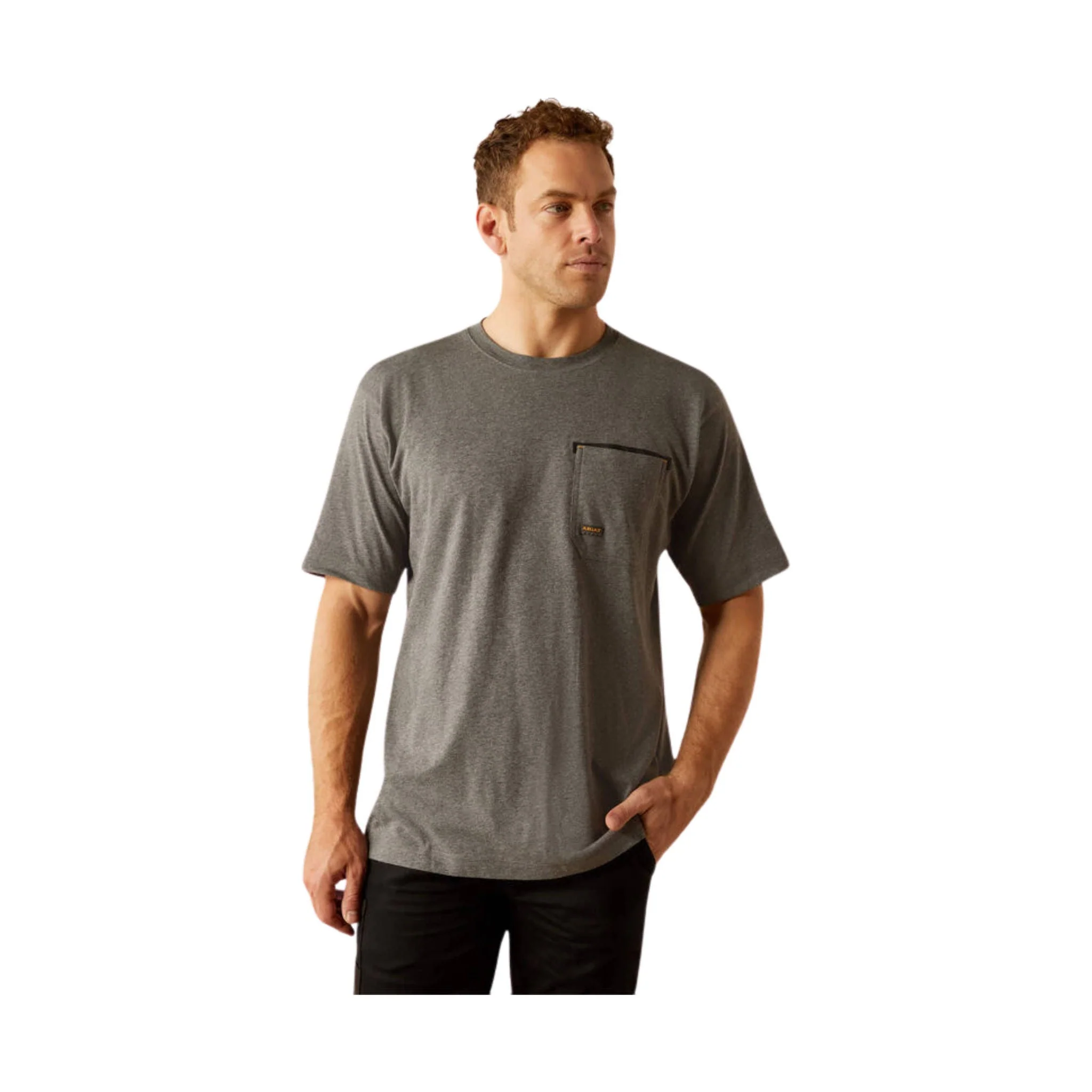 Ariat Men's Workman Beams T Shirt - Medium Charcoal Heather Grey