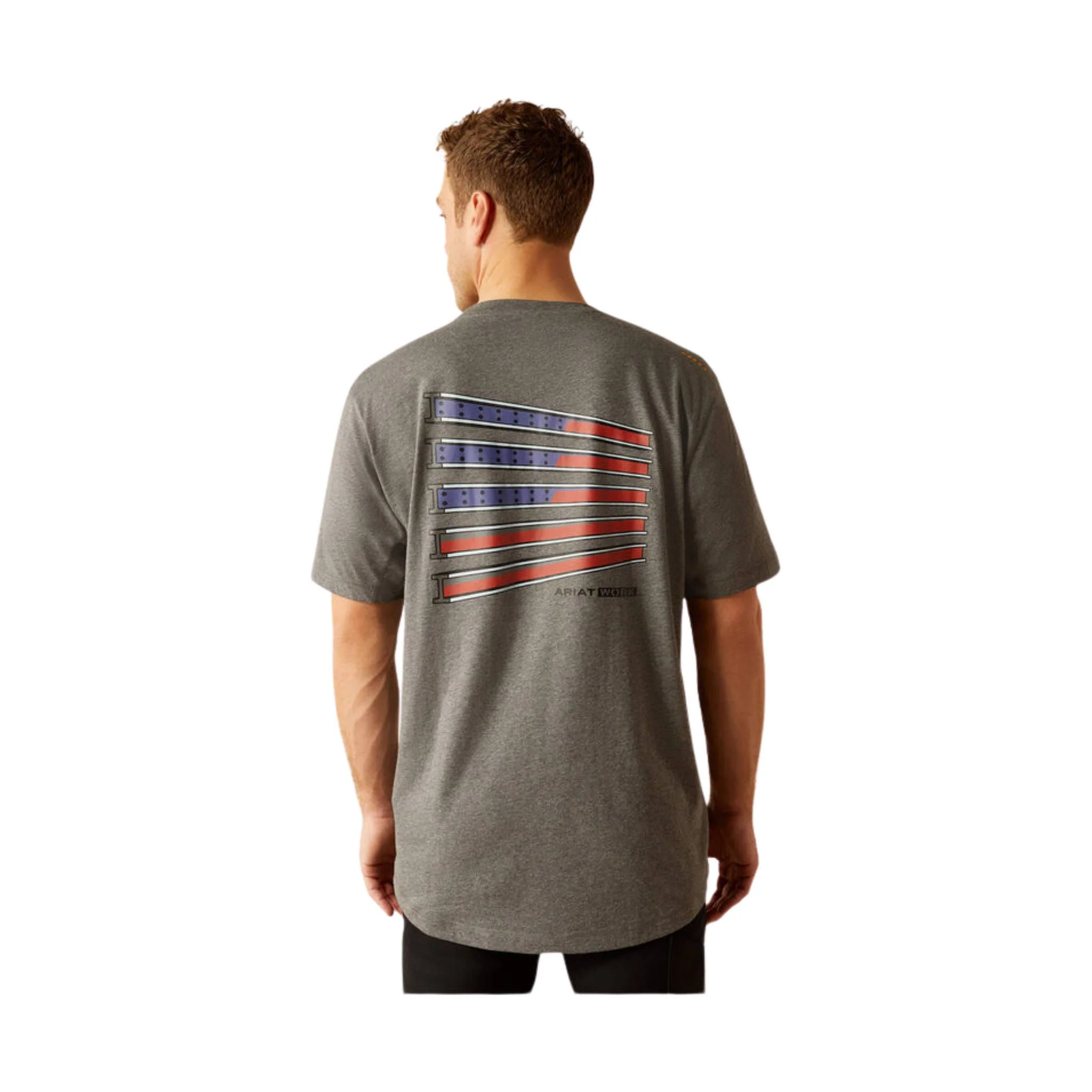 Ariat Men's Workman Beams T Shirt - Medium Charcoal Heather Grey - Image 3