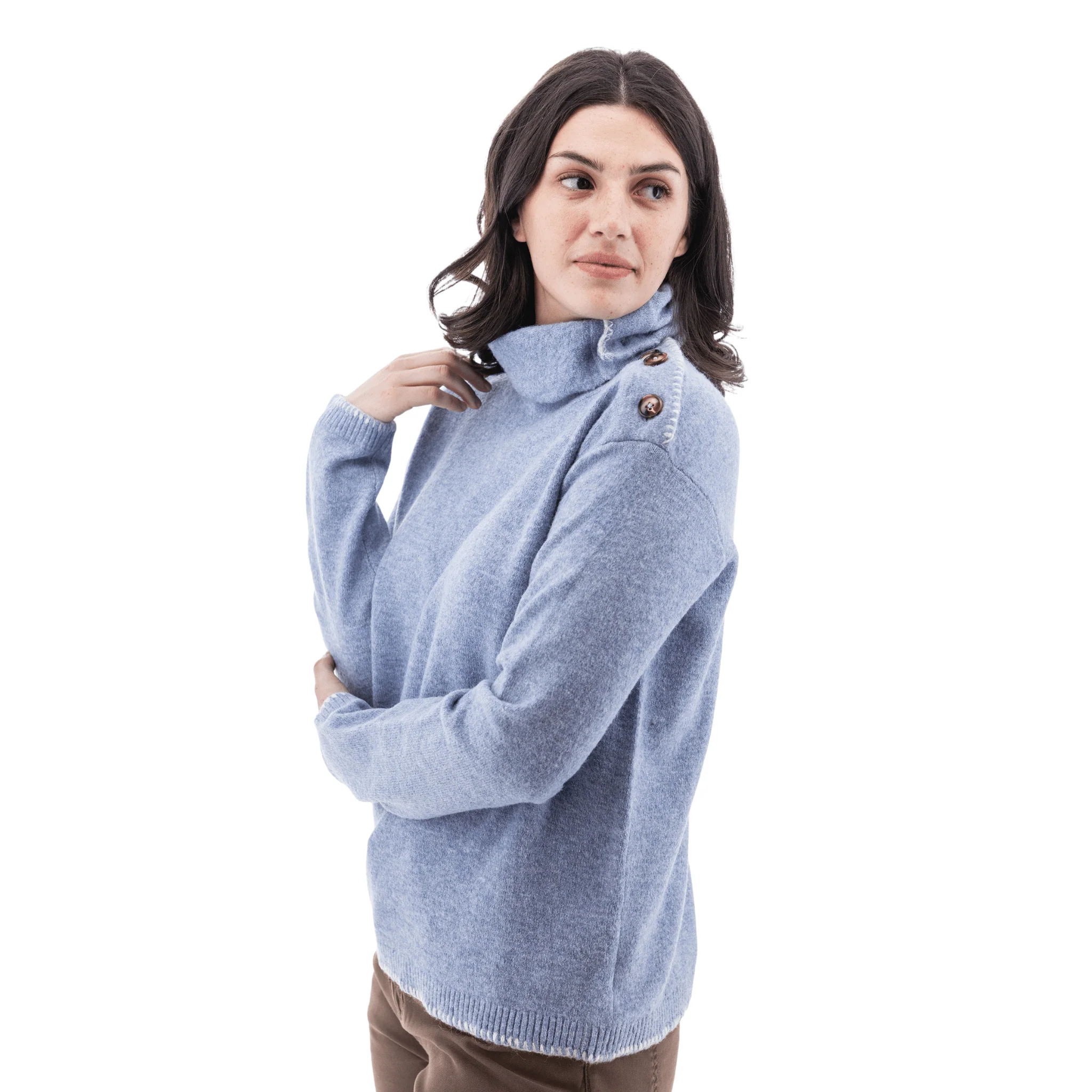 Aventura Women's Solitude Button Collar Sweater - Bleached Denim - Image 2