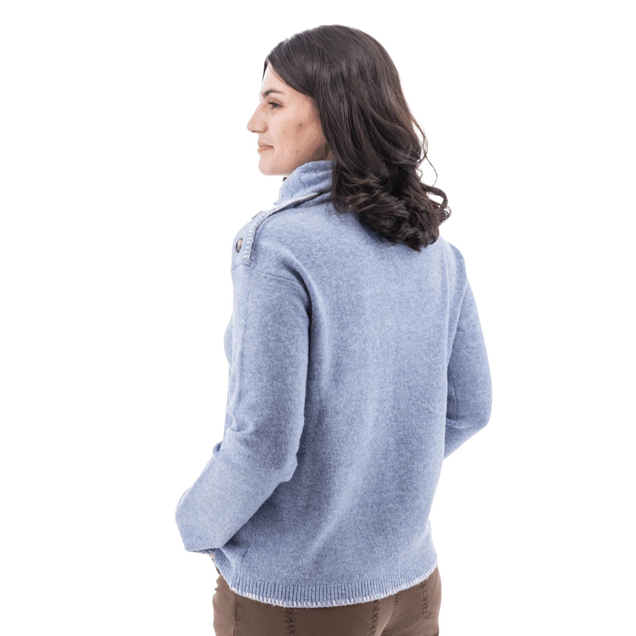 Aventura Women's Solitude Button Collar Sweater - Bleached Denim - Image 3