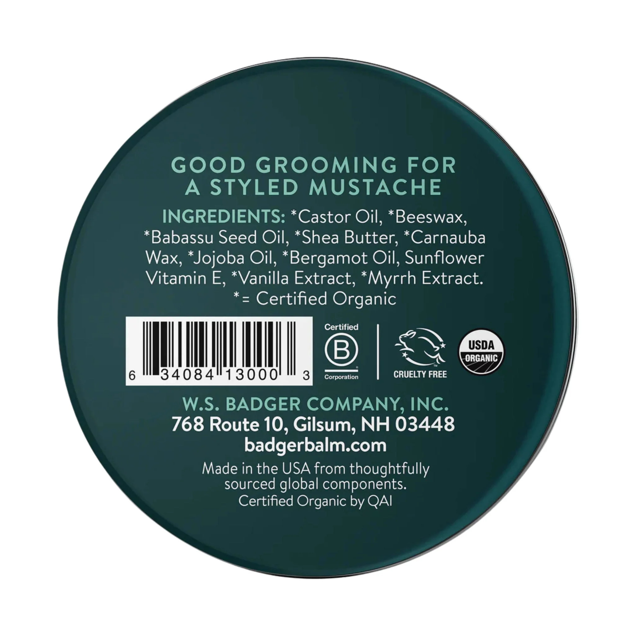 Badger Mustache Wax .75oz Tin - Navigator Class Man Care - Image 3