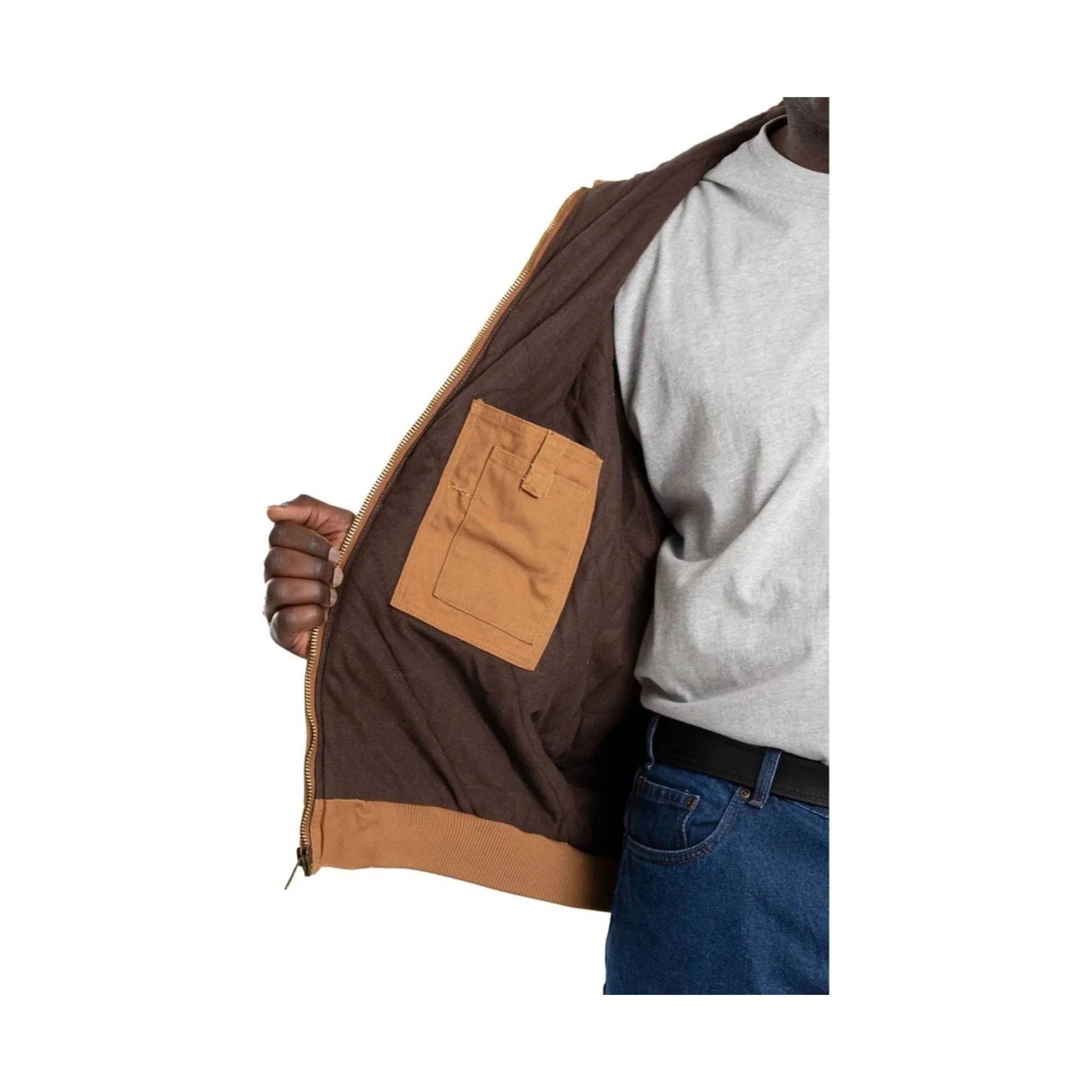 Berne Men's Heartland Washed Duck Hooded Work Jacket - Bark - Image 3