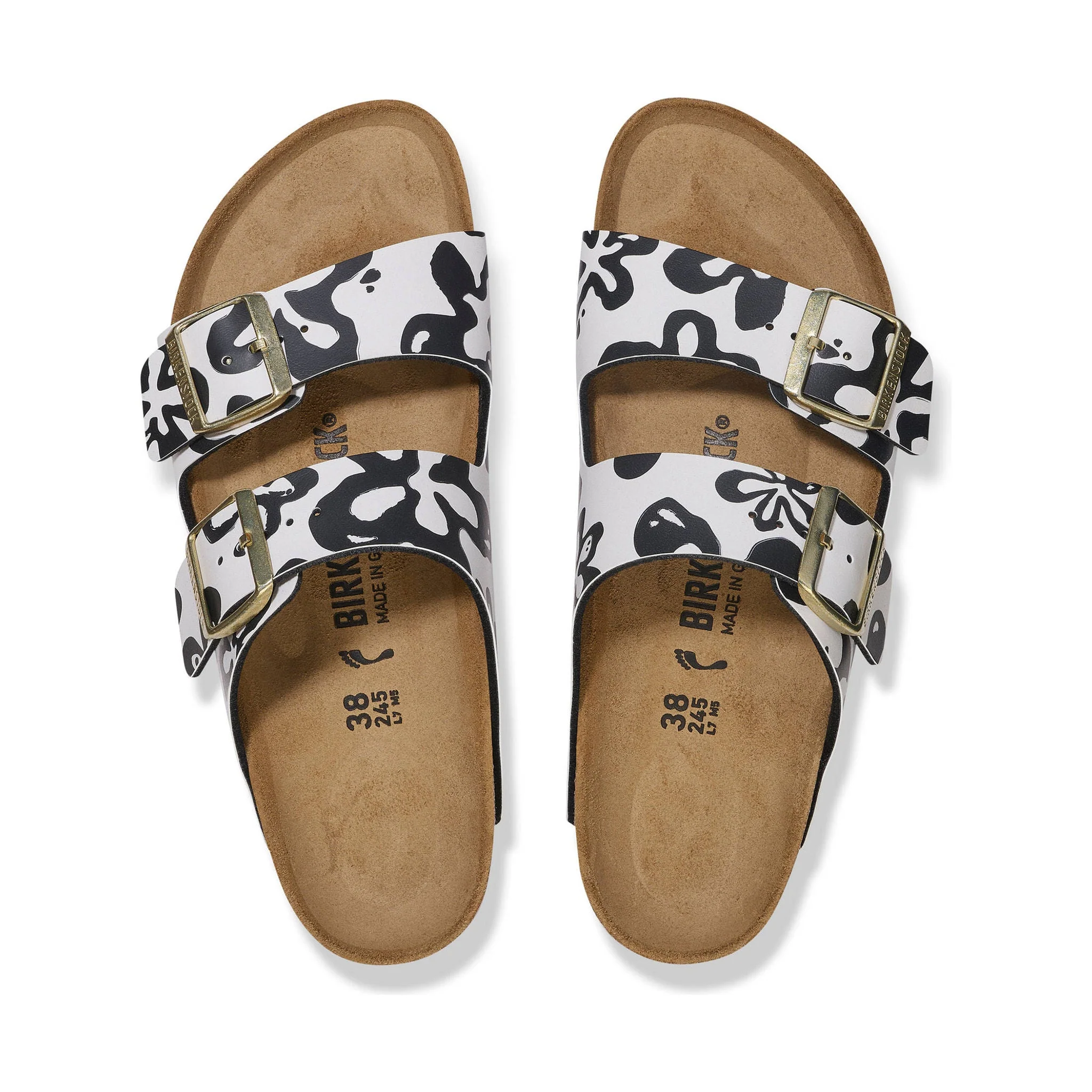 Birkenstock Arizona Sandal - Birko-Flor Blooms White/Black - Image 2