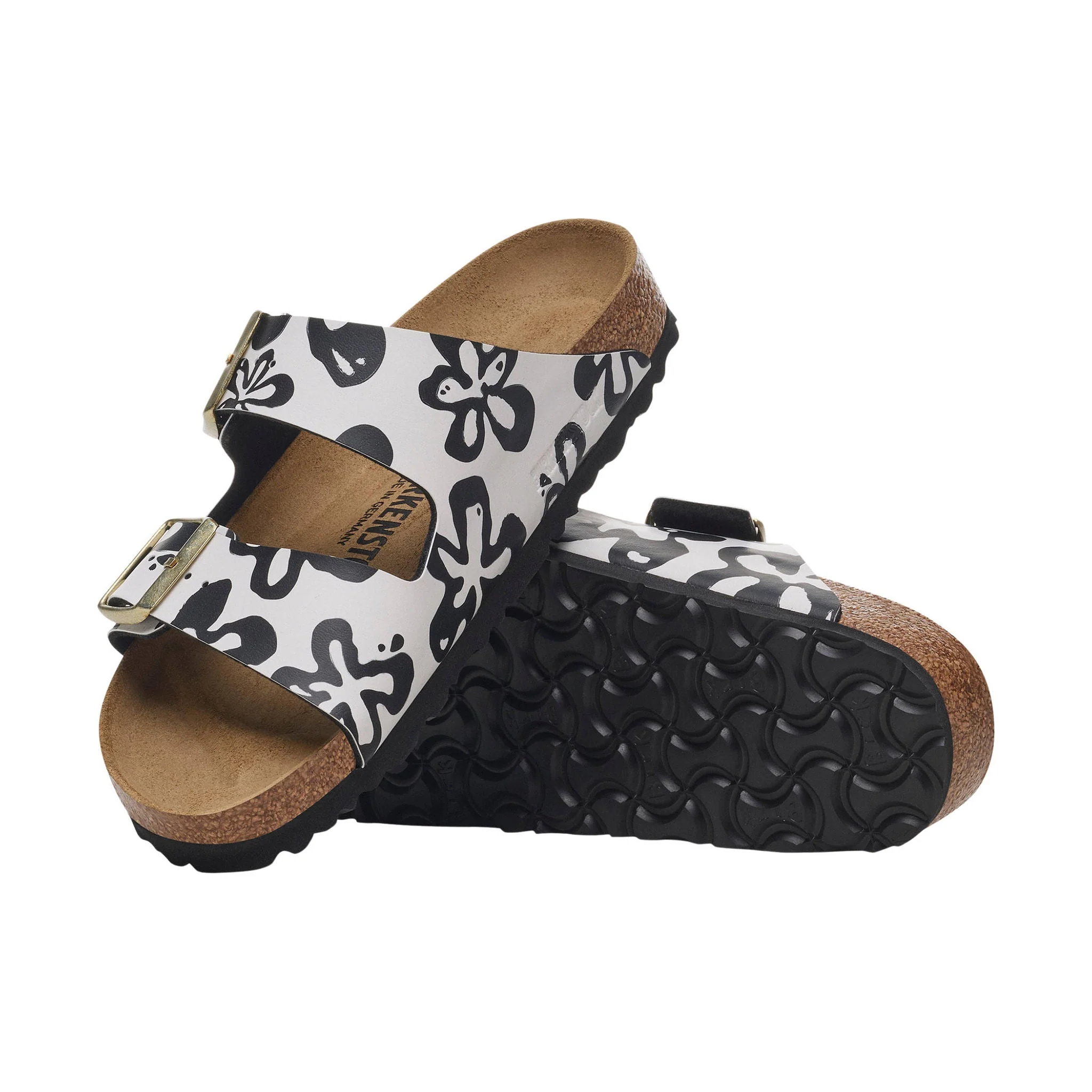 Birkenstock Arizona Sandal - Birko-Flor Blooms White/Black - Image 3