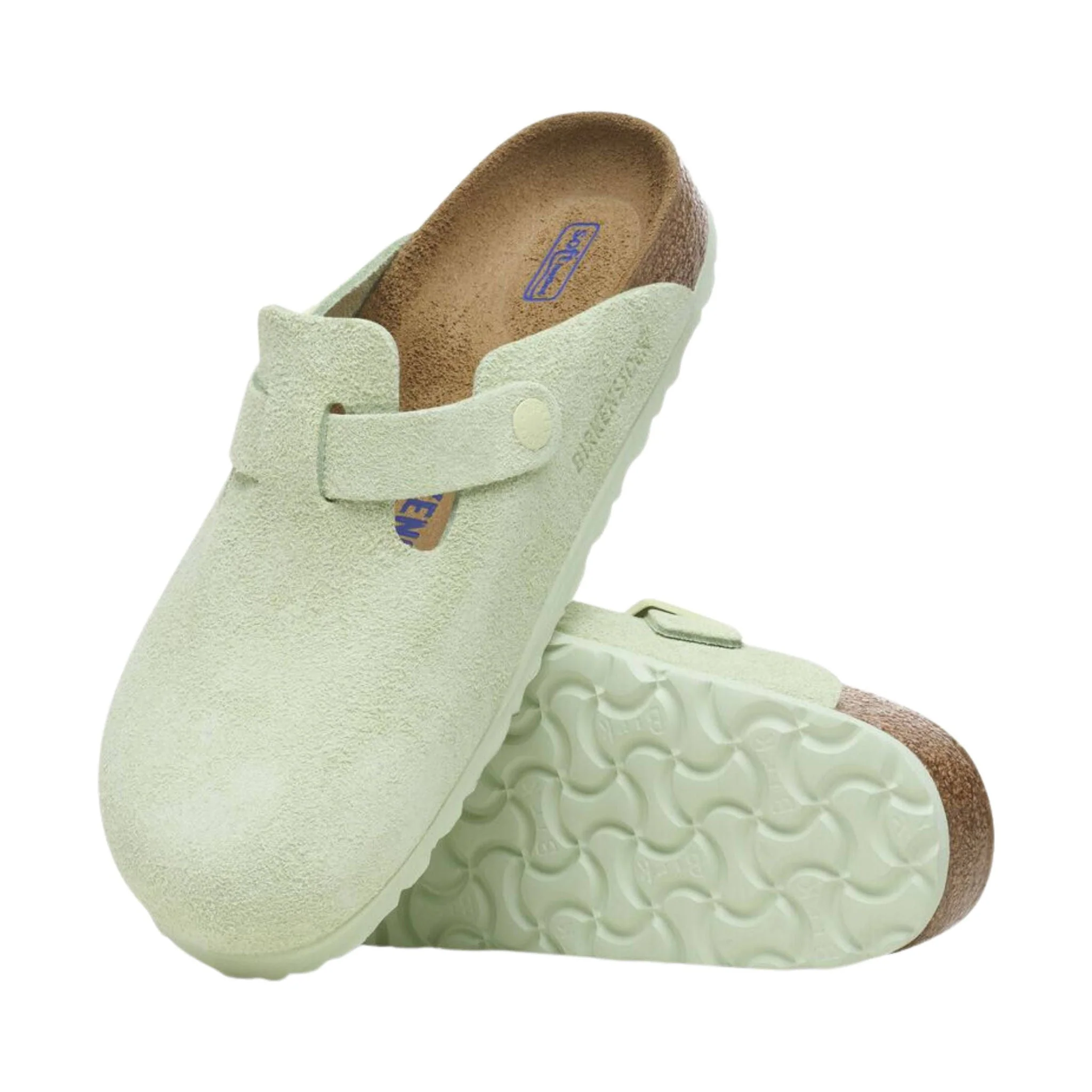 Birkenstock Boston Soft Footbed Suede Leather Clog - Faded Lime - Image 3