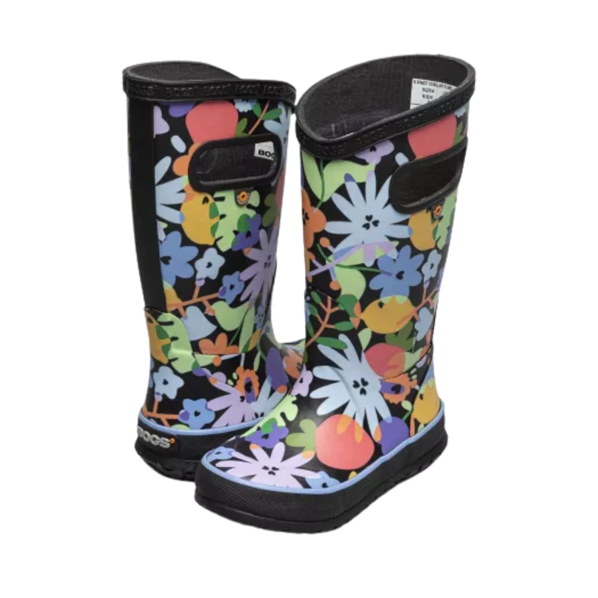 Bogs Kids' Rainbow Overlap Flowers Rain Boots - Black Multi - Image 2