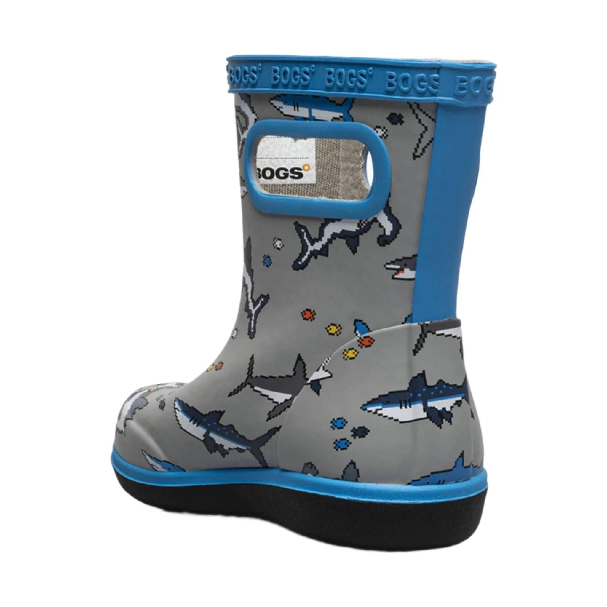 Bogs Kids' Skipper II Pixel Shark Rain Boots - Gray Multi - Image 2
