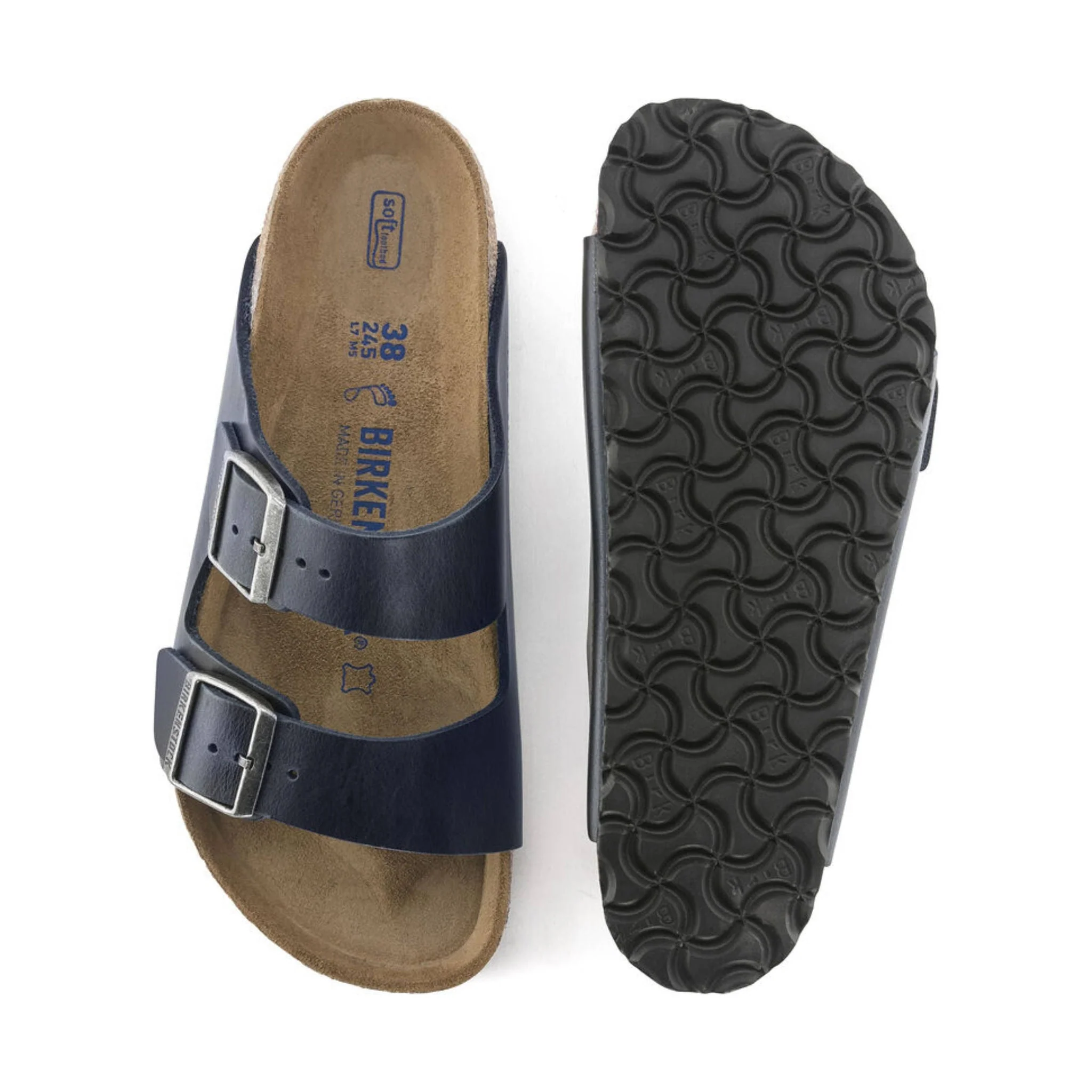 Brikenstock Arizona Soft Footbed Sandal - Oiled Leather Blue - Image 3