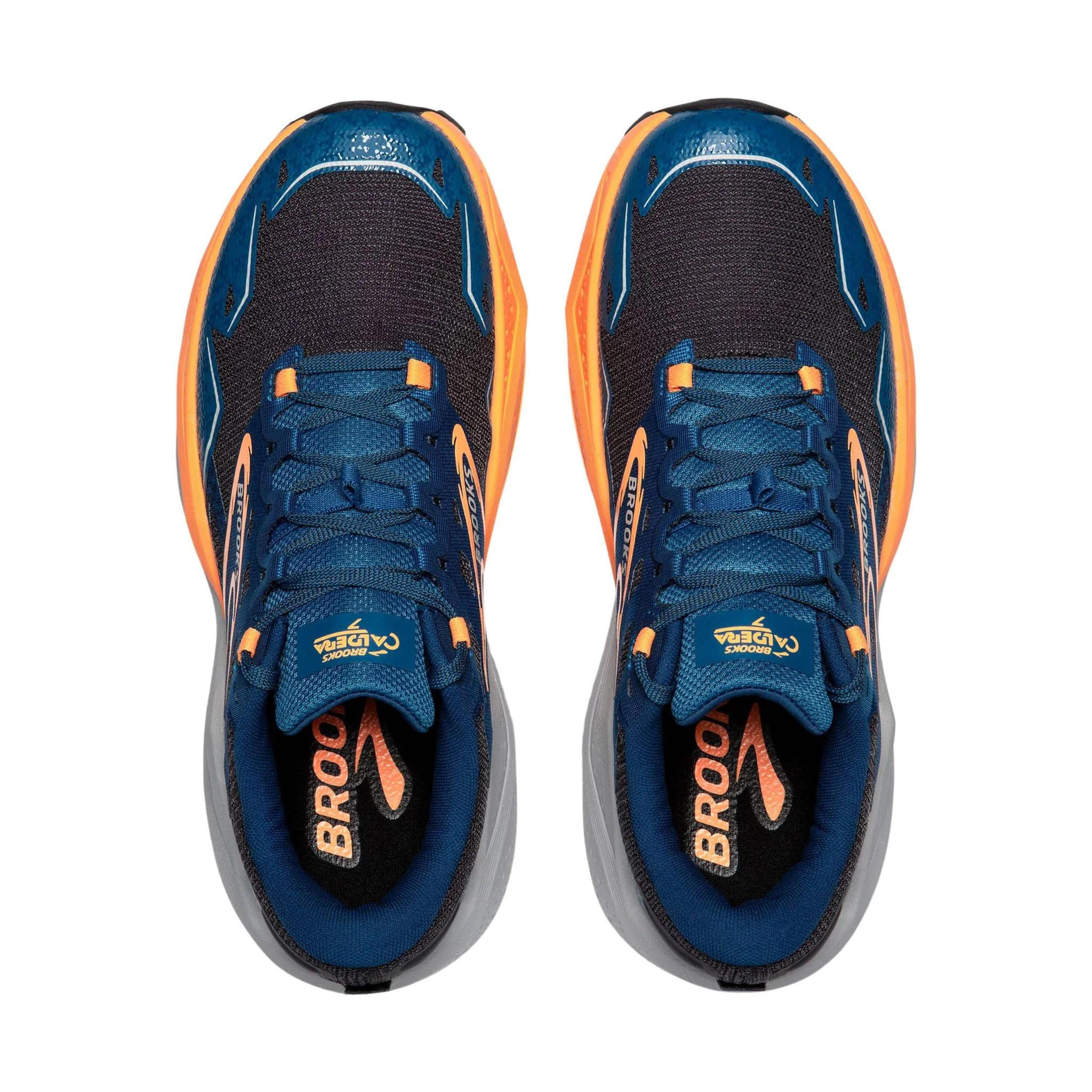 Brooks Men's Caldera 7 Trail Running Shoe - Ebony/Blue Sapphire/Orange - Image 3