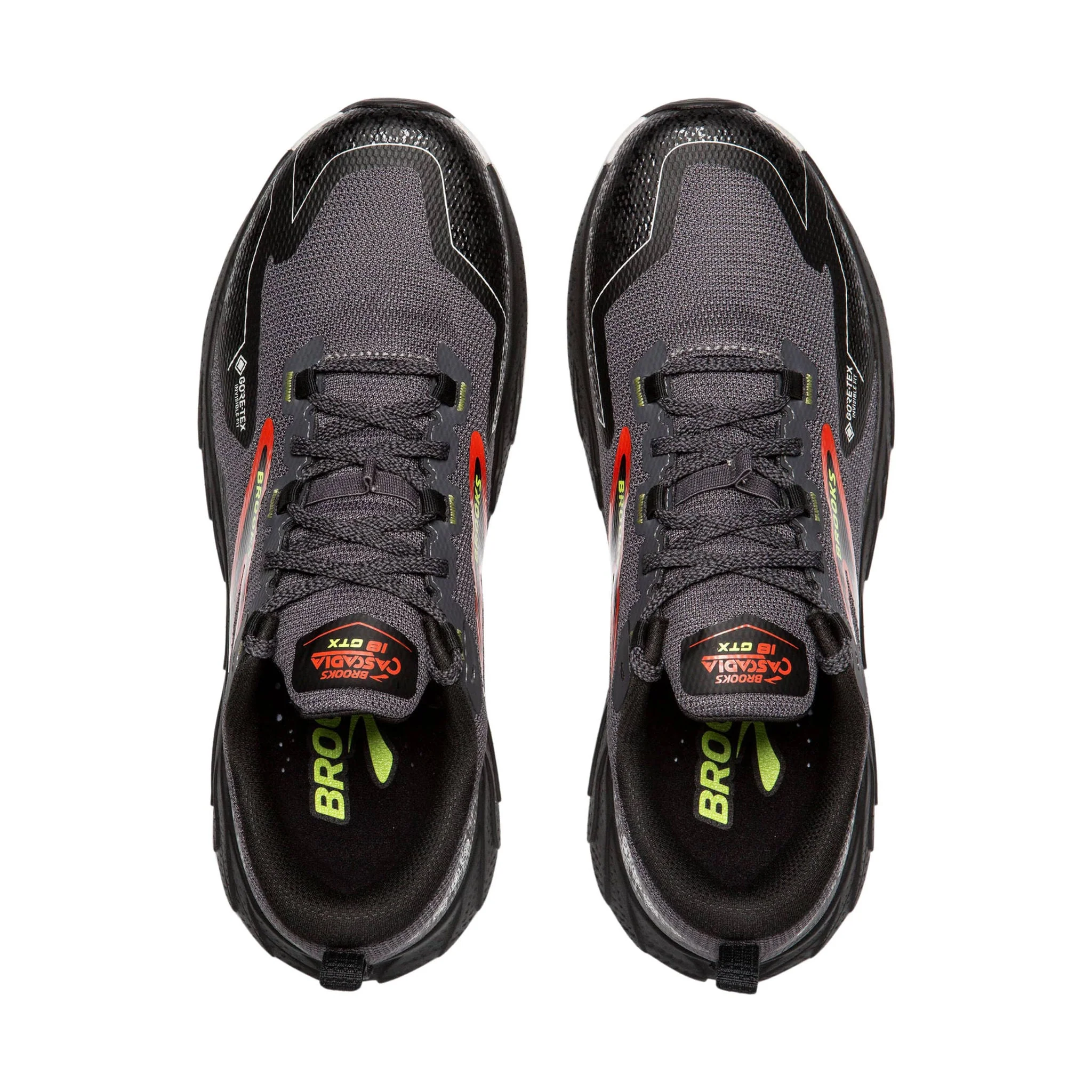 Brooks Men's Cascadia 18 GTX Trail Running Shoes - Blackened Pearl/Black/Tomato - Image 3