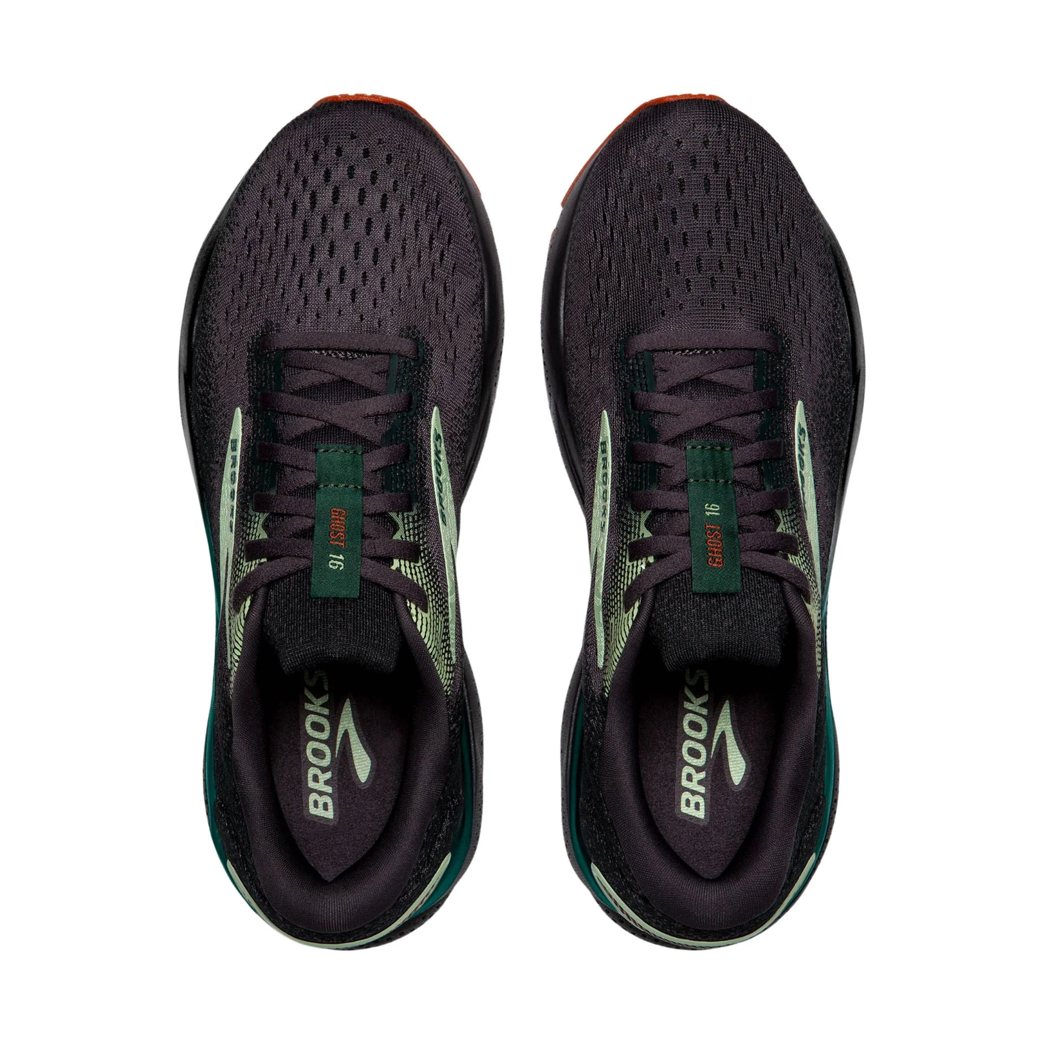 Brooks Men's Ghost 16 Road Running Shoes - Blackened Pearl/June Bug/Green - Image 3