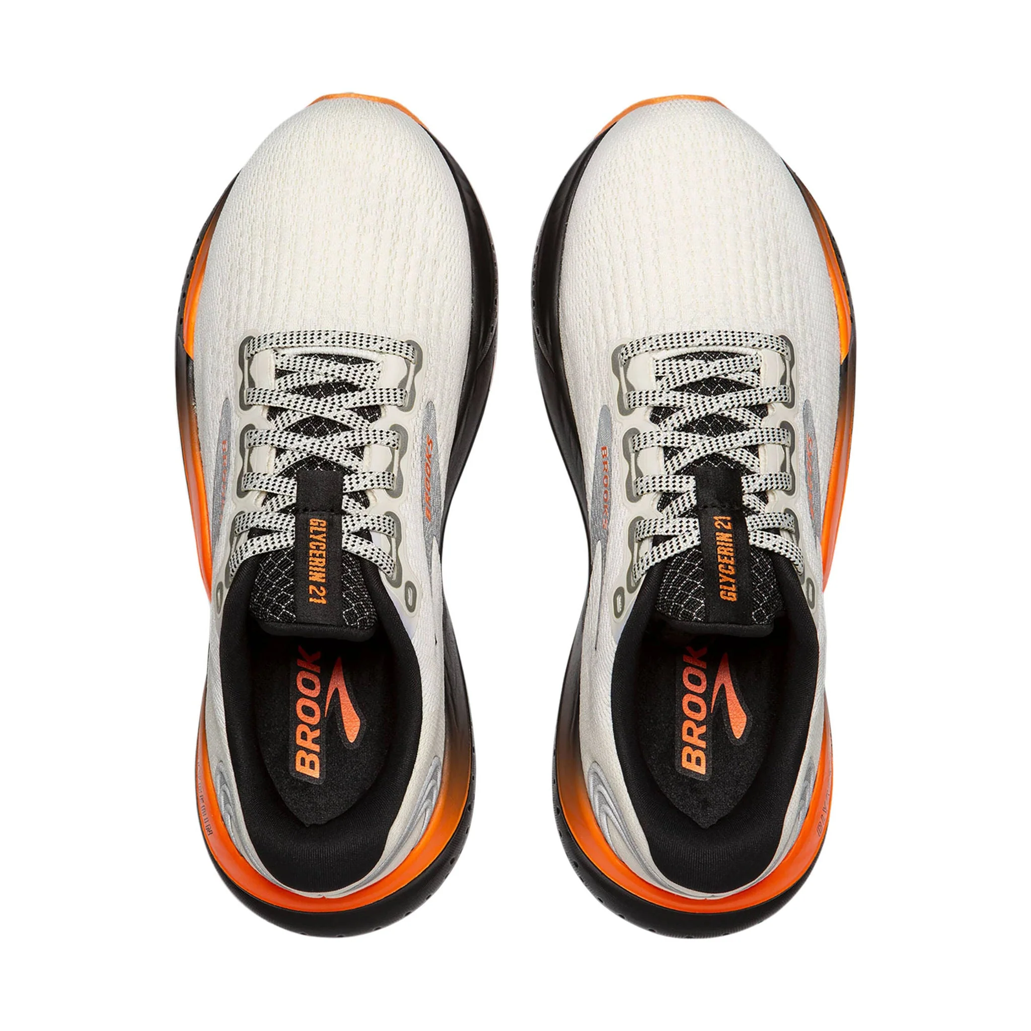 Brooks Men's Glycerin 21 Road Running Shoes - Ecru/Orange/Black - Image 3