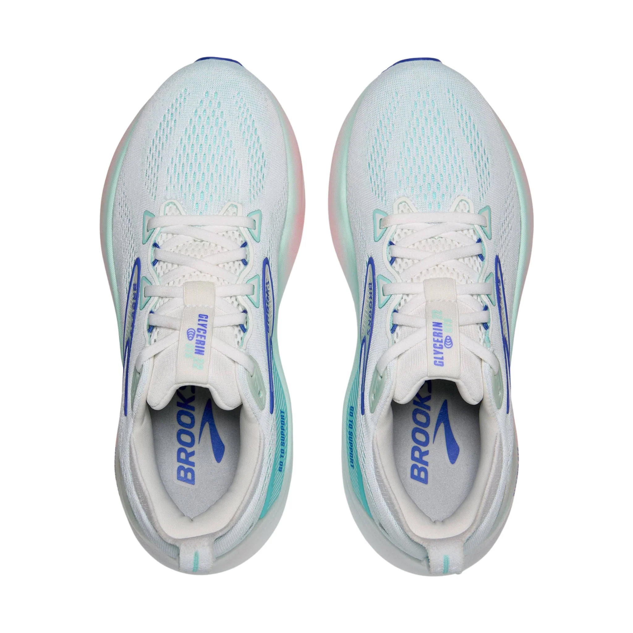 Brooks Women's Glycerin GTS 22 Road Running Shoes - White/Limpet Shell/Amparo Blue - Image 4