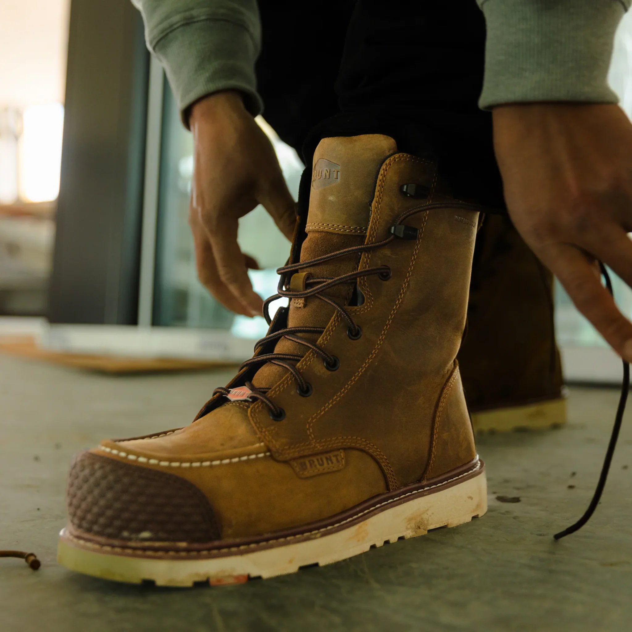 Brunt Men's Marin 8 Inch Waterproof Composite Toe Work Boots - Brown - Image 5