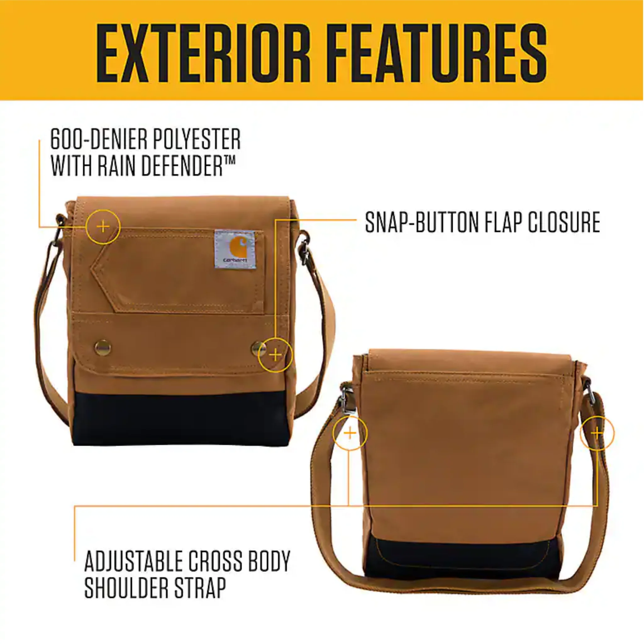 Carhartt Crossbody Snap Bag - Black - Image 4