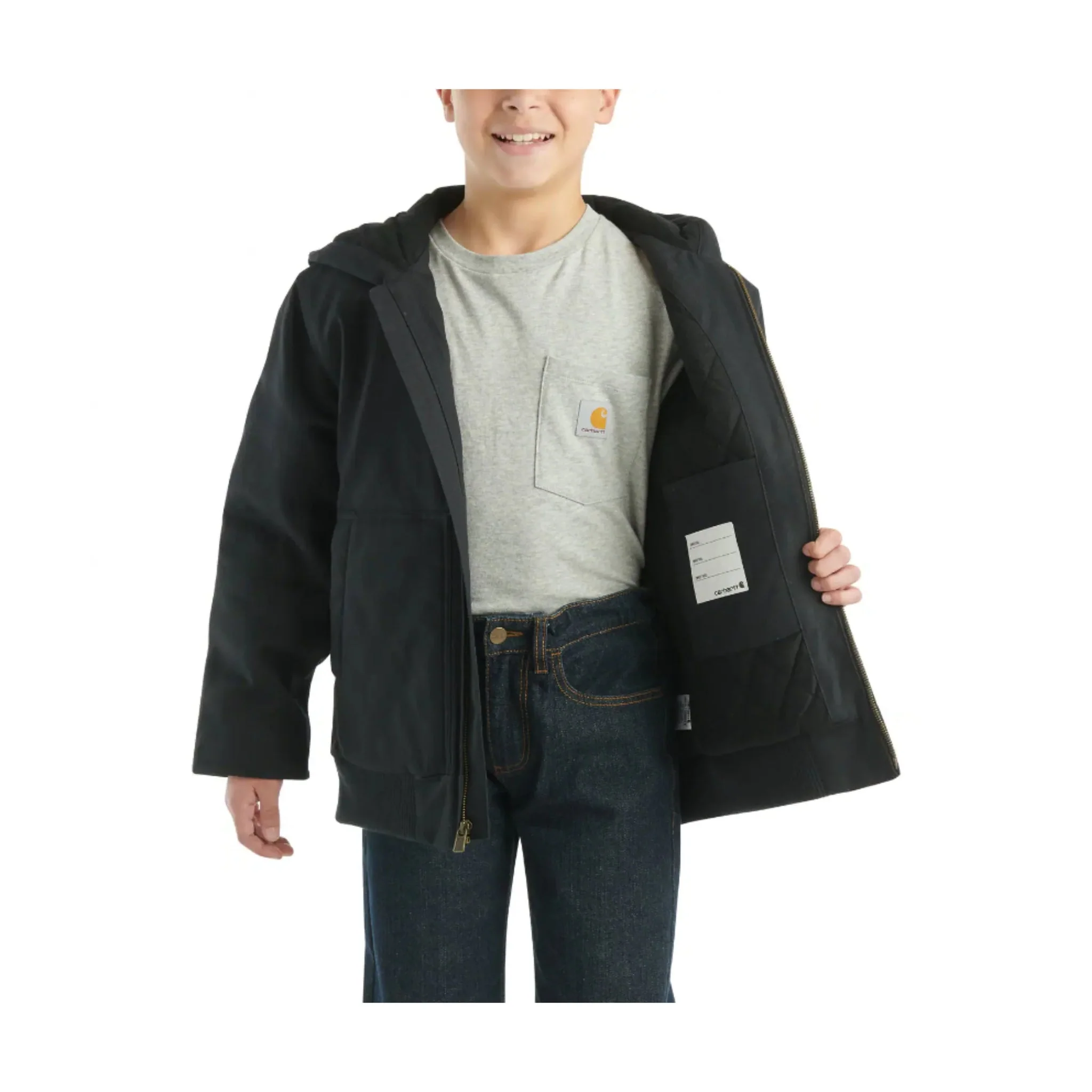 Carhartt Kids' Flannel Quilt Lined Active Jacket - Caviar Black - Image 2