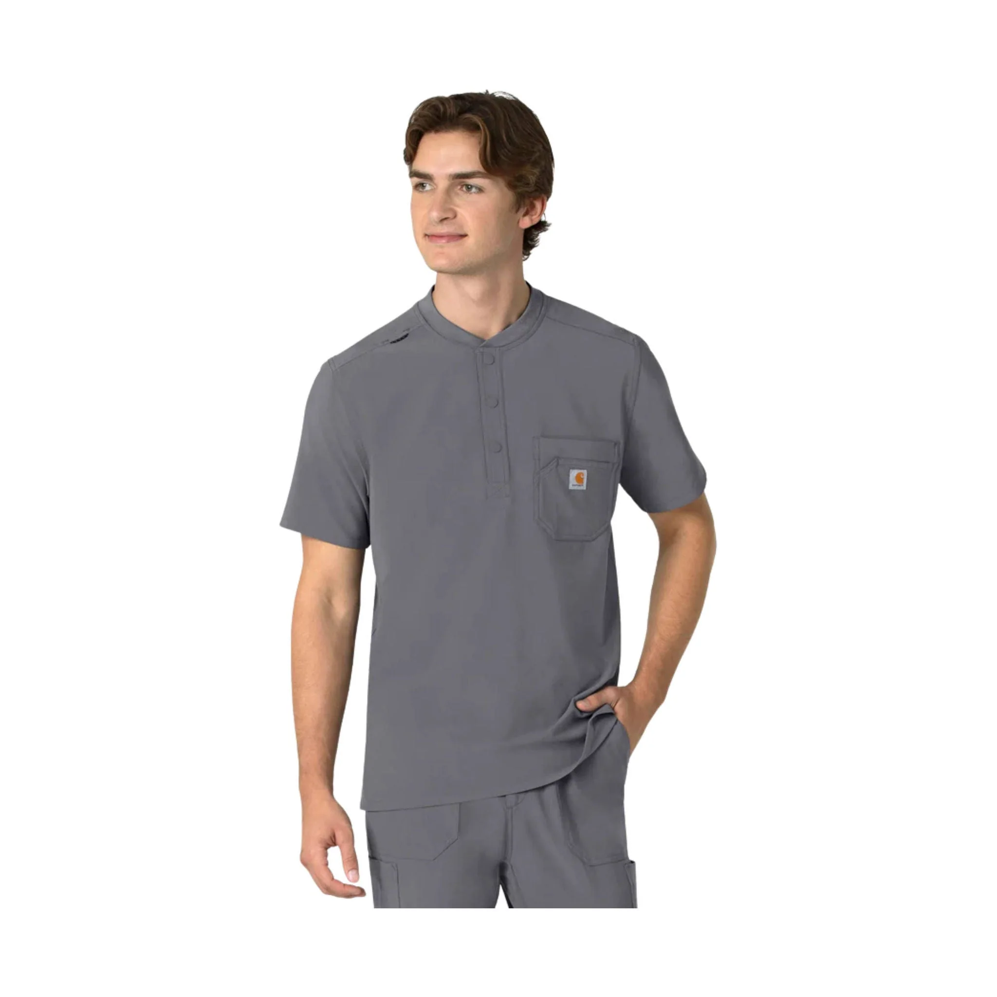 Carhartt Men's Cross Flex Henley Scrub Top - Pewter