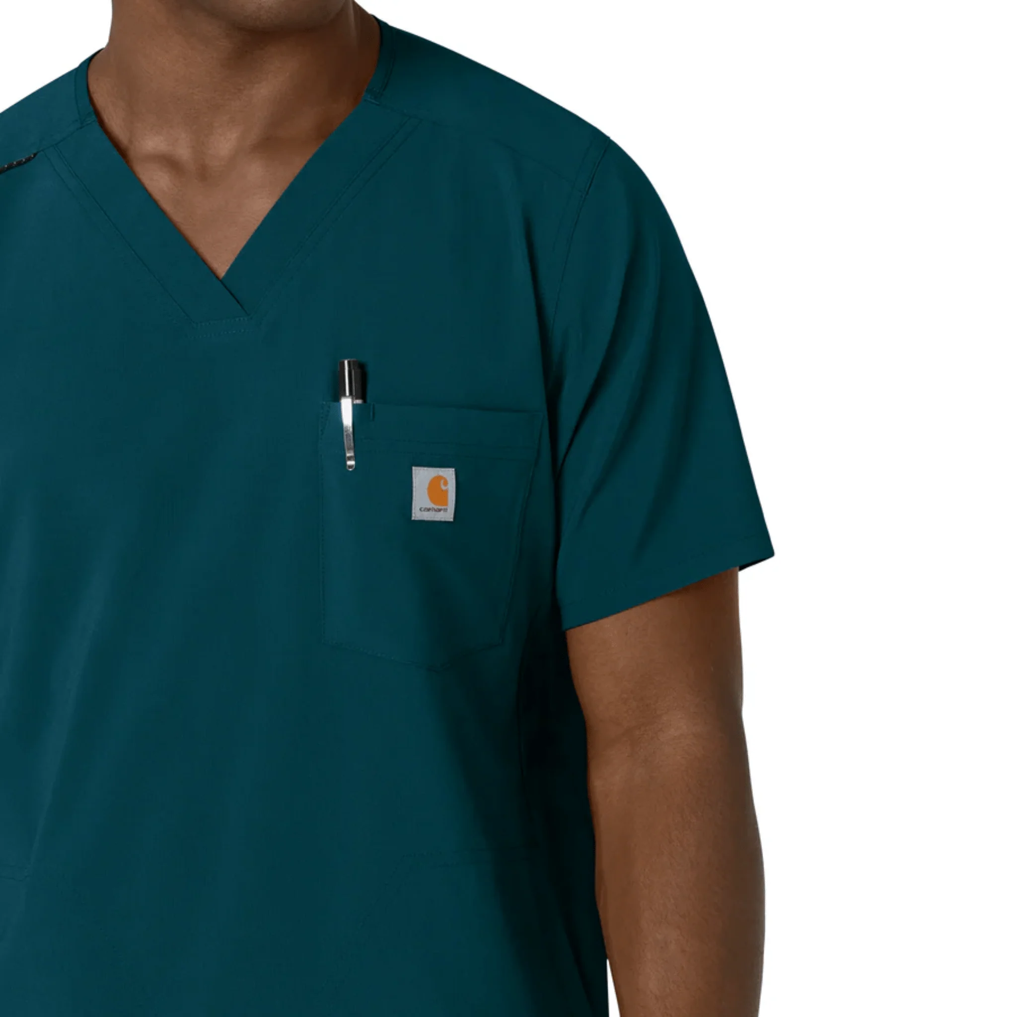 Carhartt Men's Cross Flex V Neck Scrub Top - Caribbean - Image 4