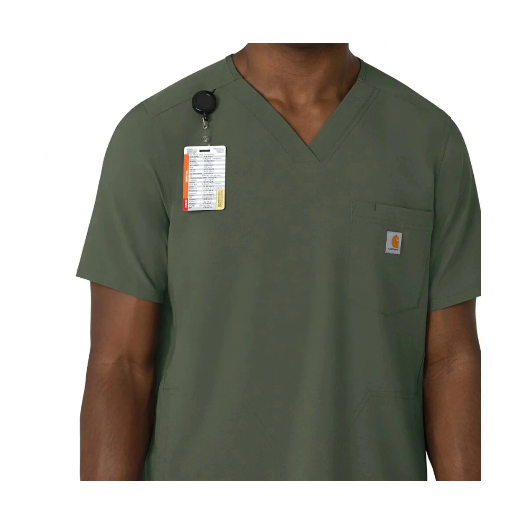 Carhartt Men's Cross Flex V Neck Scrub Top - Olive - Image 2