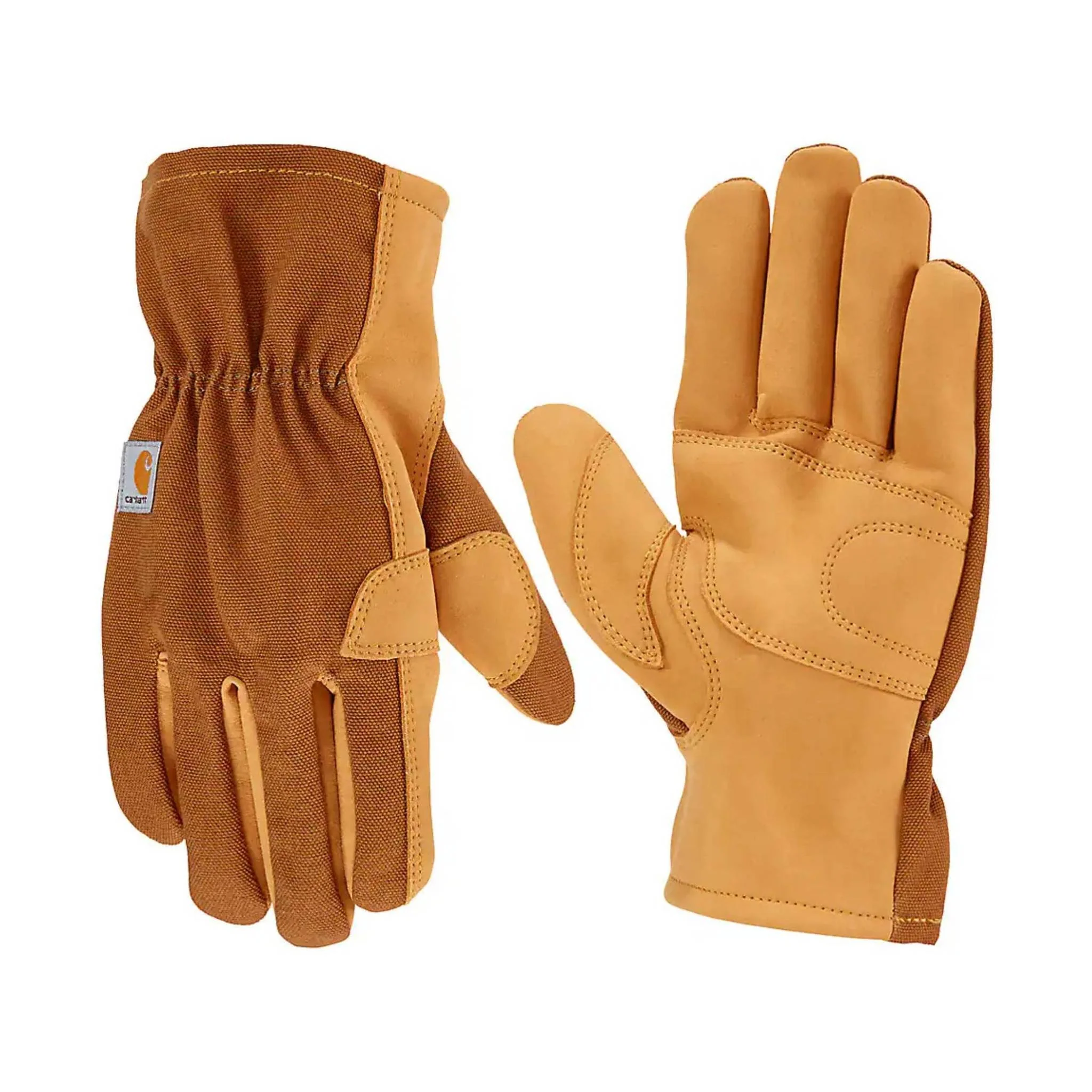 Carhartt Men's Duck Synthetic Leather Open Cuff Gloves - Brown - Image 2
