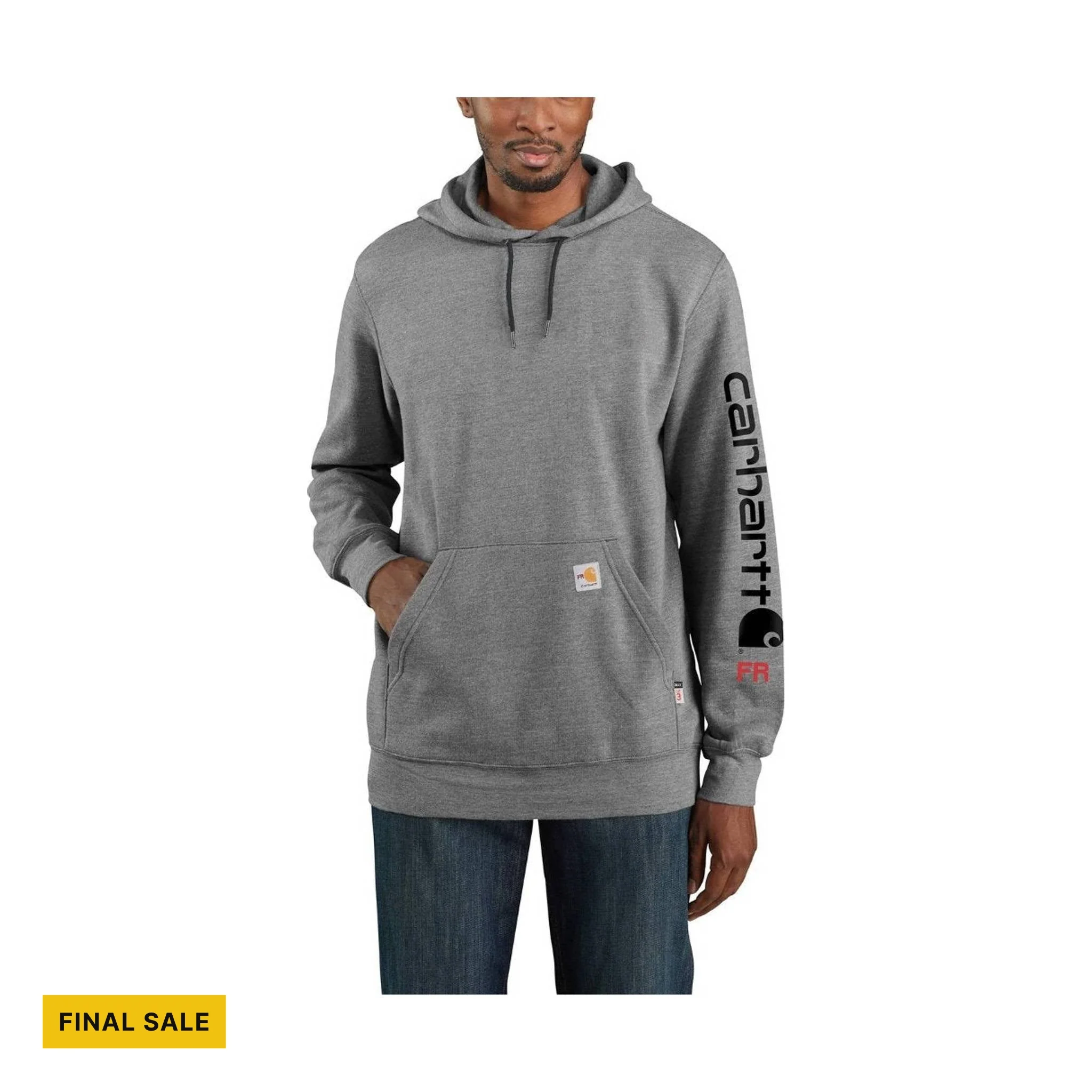Carhartt Men's Flame Resistant Force Midweight Hooded Graphic Sweatshirt - Granite Heather