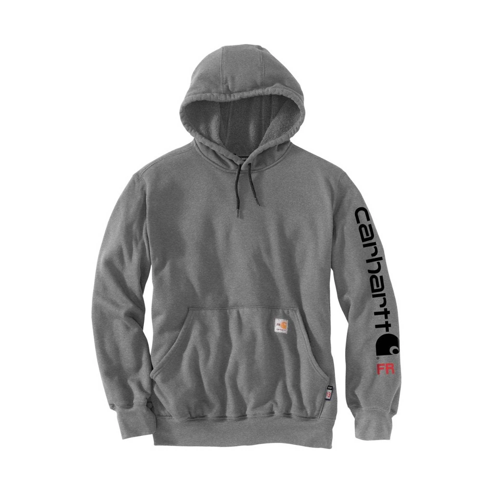 Carhartt Men's Flame Resistant Force Midweight Hooded Graphic Sweatshirt - Granite Heather - Image 2