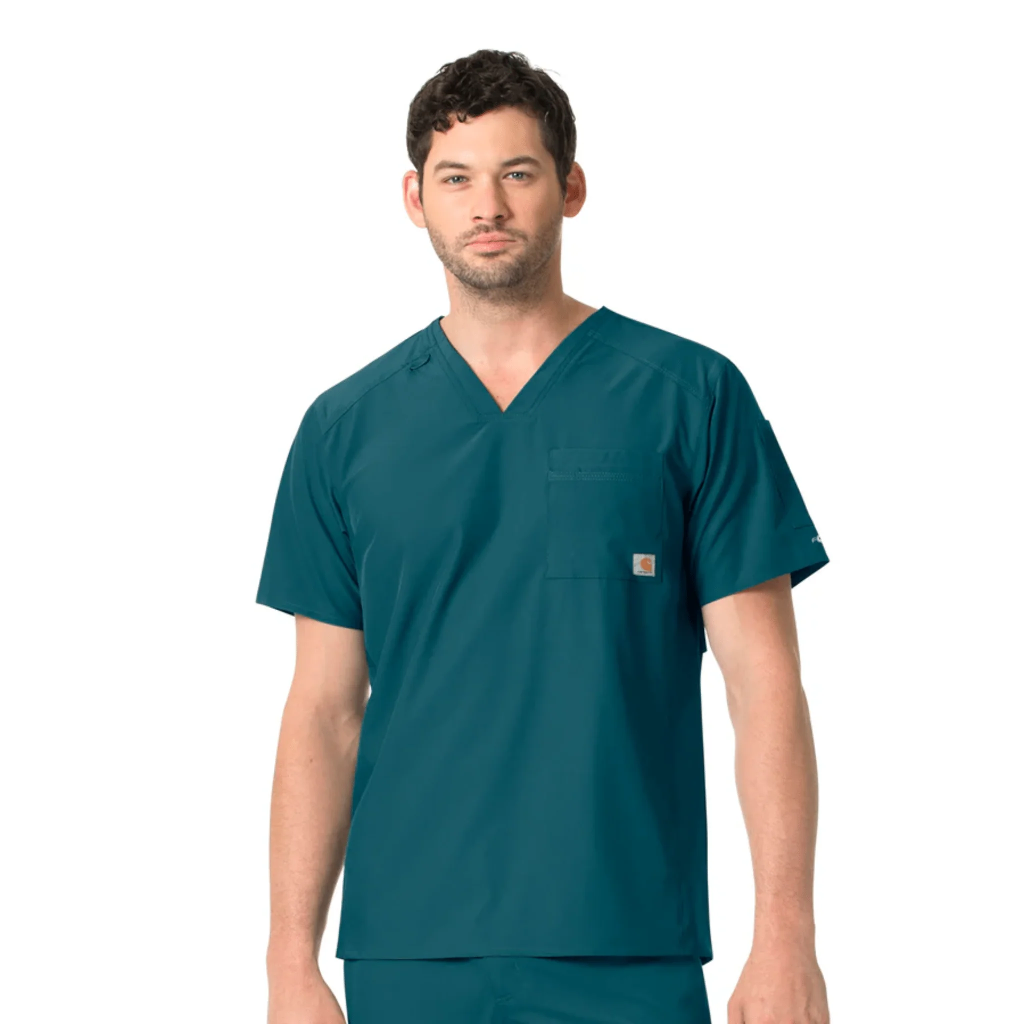 Carhartt Men's Force Liberty Twill Chest Pocket Scrub Top - Caribbean Blue