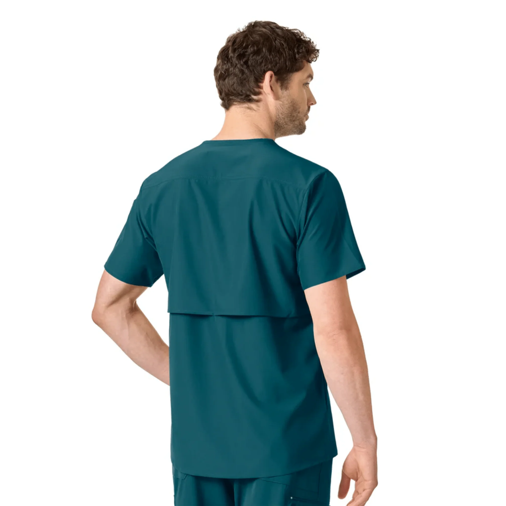 Carhartt Men's Force Liberty Twill Chest Pocket Scrub Top - Caribbean Blue - Image 2