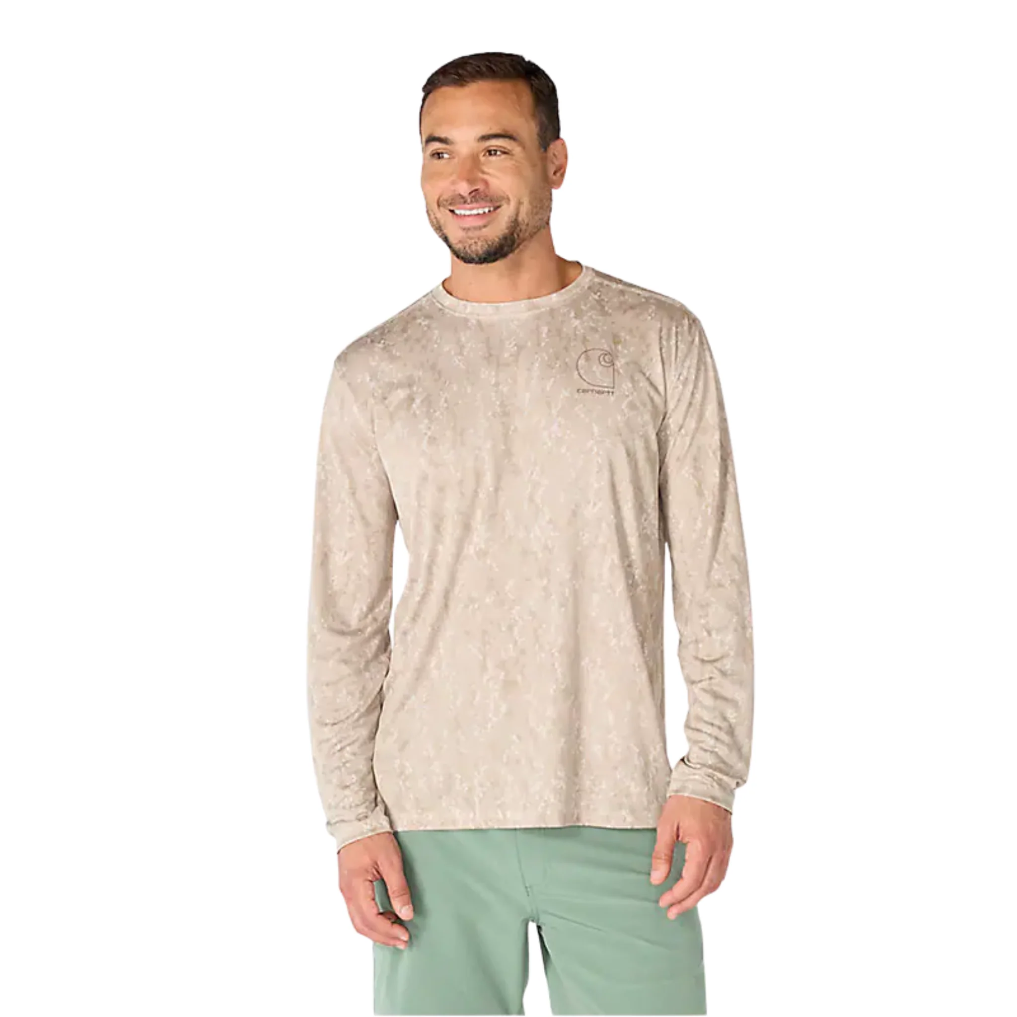 Carhartt Men's Force Sun Defender Relaxed Long Sleeve T Shirt - Cobblestone Terrain Camo