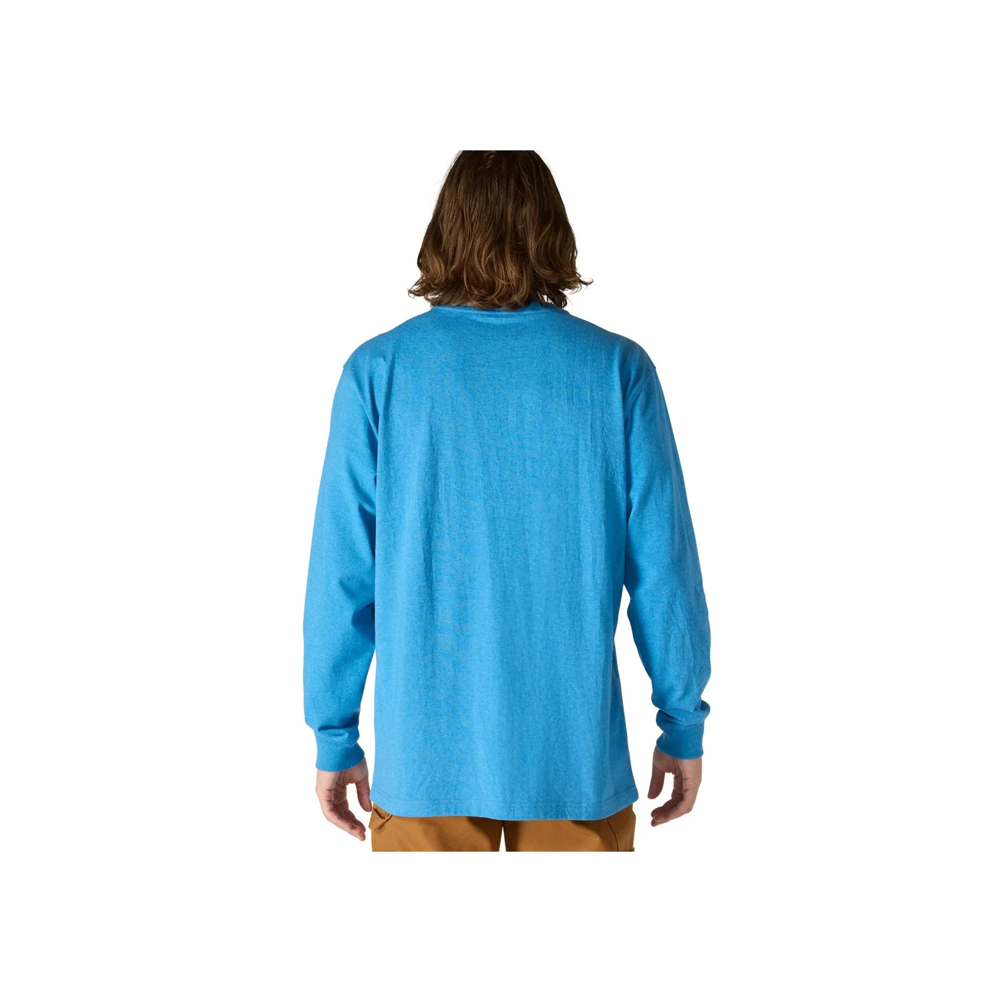 Carhartt Men's Loose Fit Heavyweight Long Sleeve Logo Sleeve Graphic T Shirt - Horizon Blue Heather - Image 3