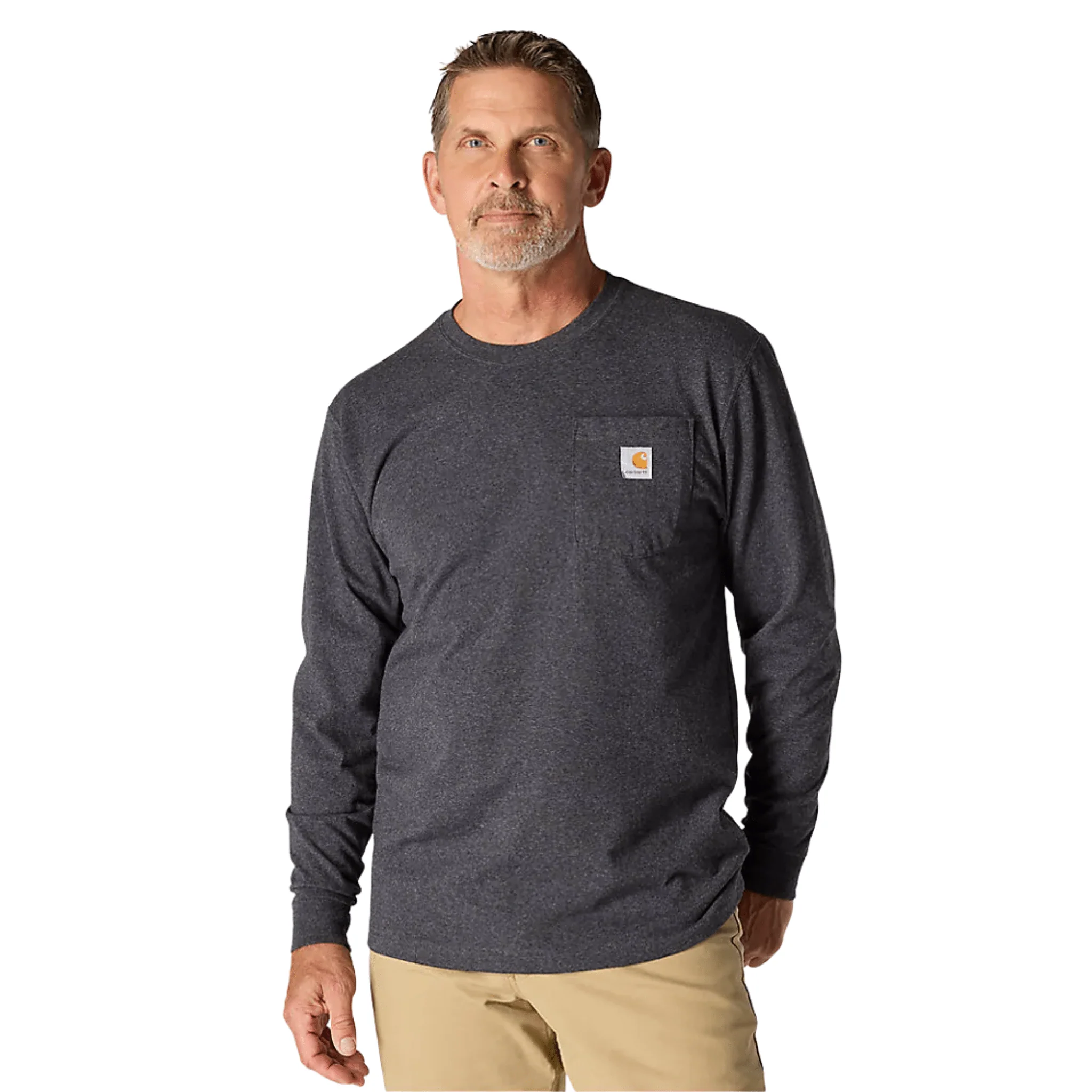 Carhartt Men's Loose Fit Heavyweight Long Sleeve Pocket T Shirt - Carbon Heather