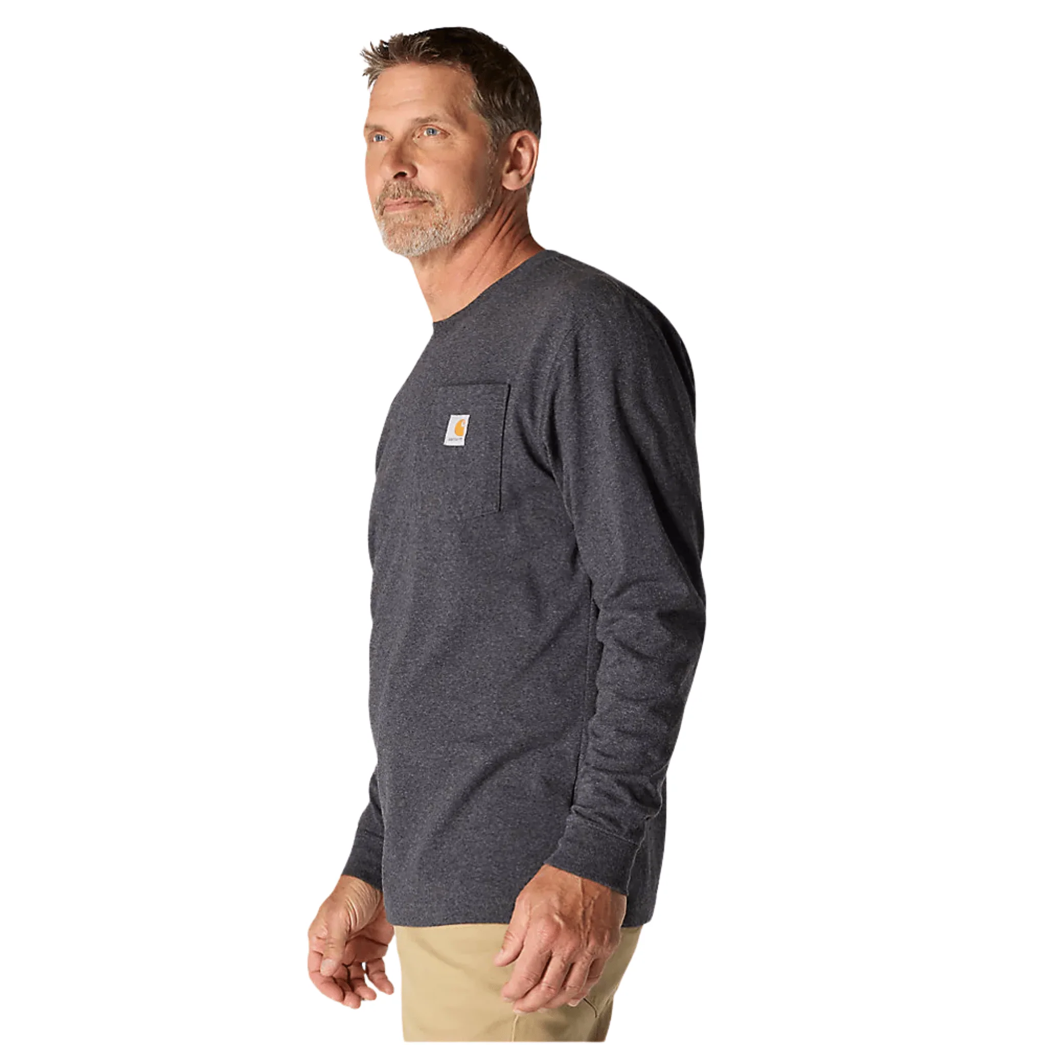 Carhartt Men's Loose Fit Heavyweight Long Sleeve Pocket T Shirt - Carbon Heather - Image 2