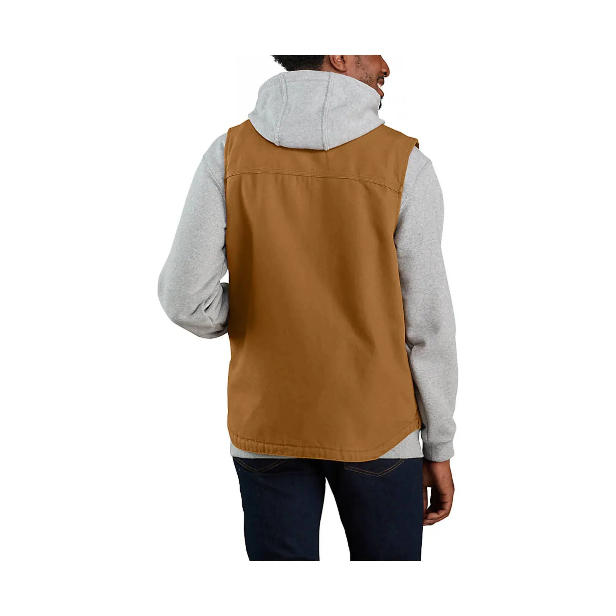 Carhartt Men's Mock Neck Sherpa Lined Loose Fit Washed Duck Vest - Carhartt Brown - Image 5