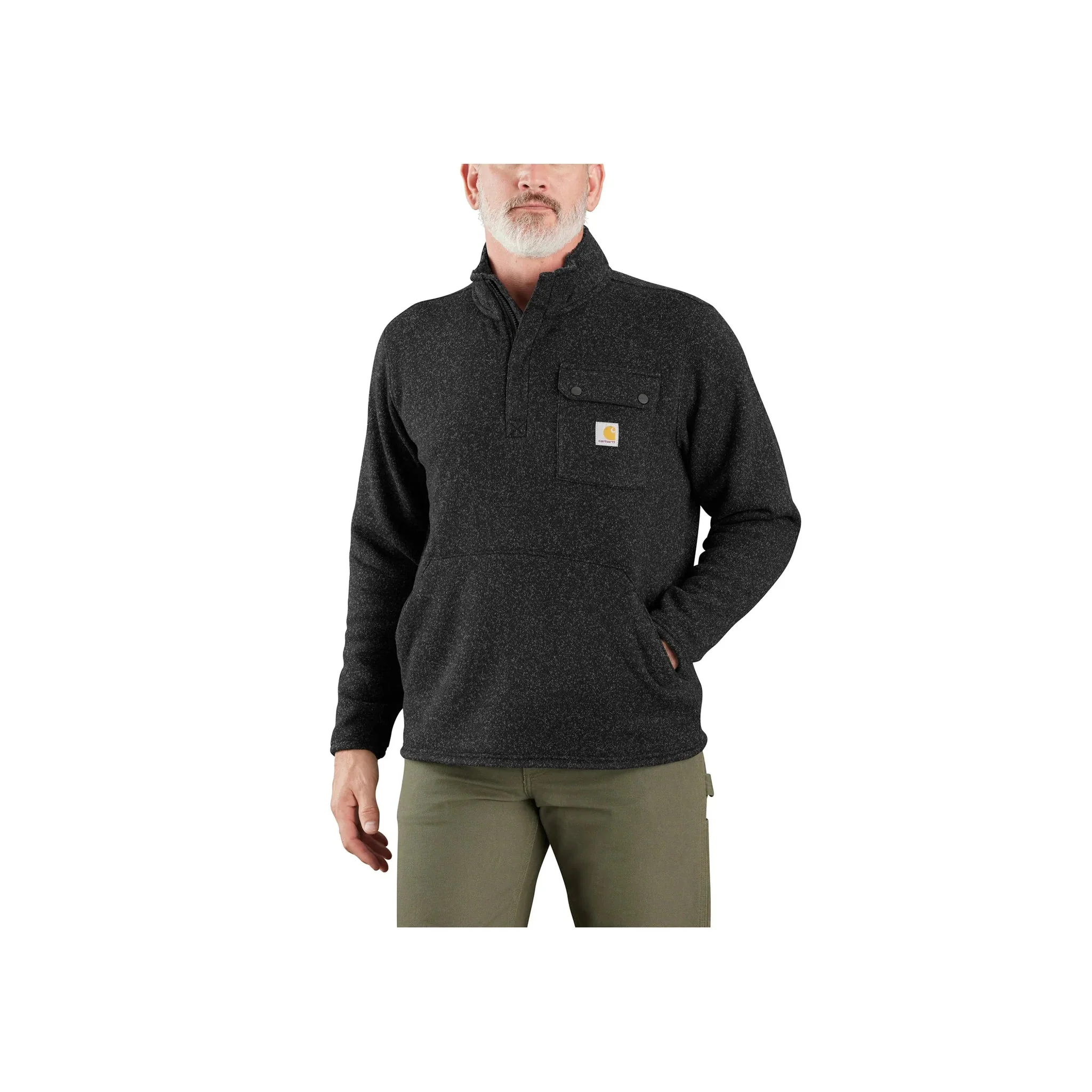 Carhartt Men's Quarter Zip Pocket Sweater Fleece - Black