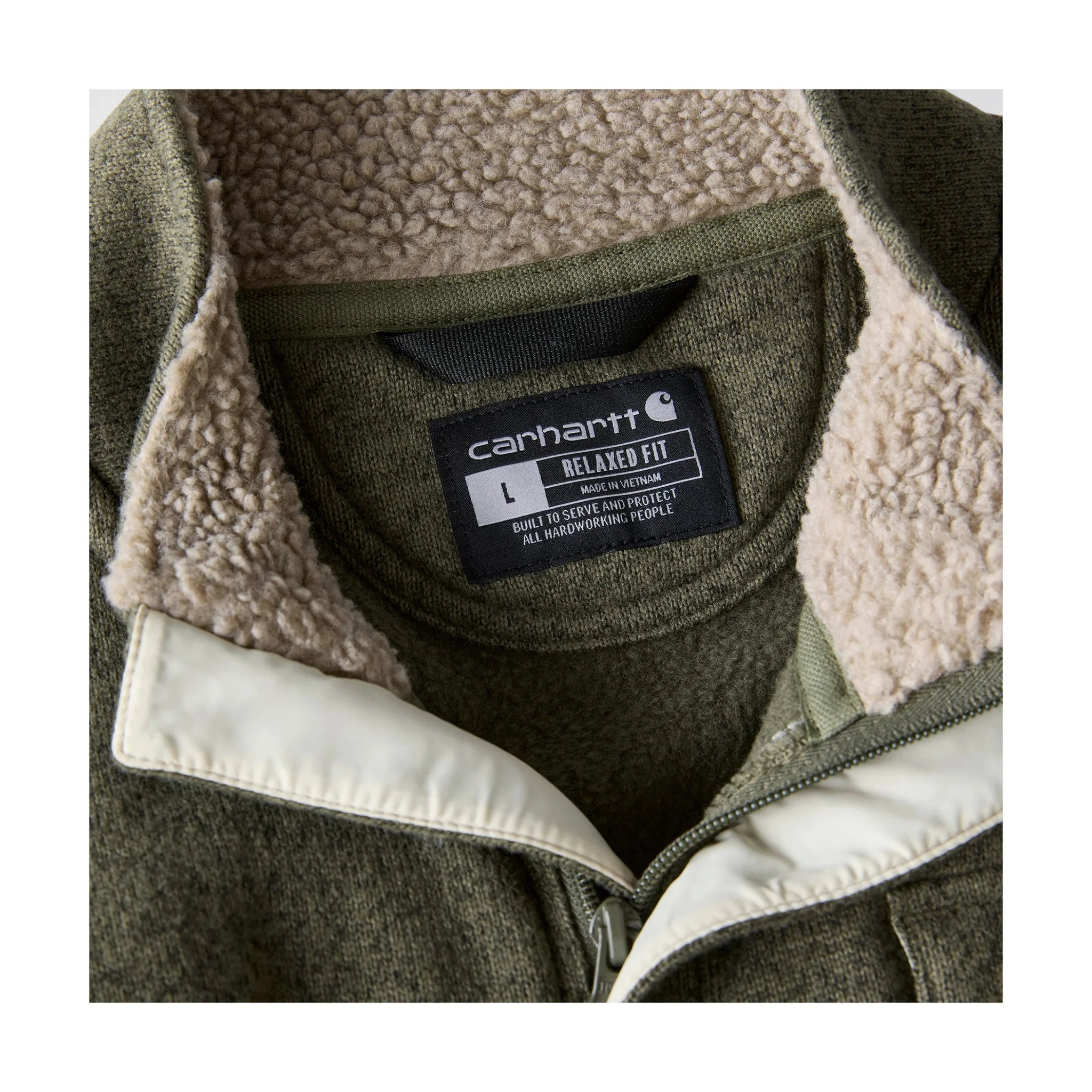 Carhartt Men's Quarter Zip Pocket Sweater Fleece - Dusty Olive - Image 3