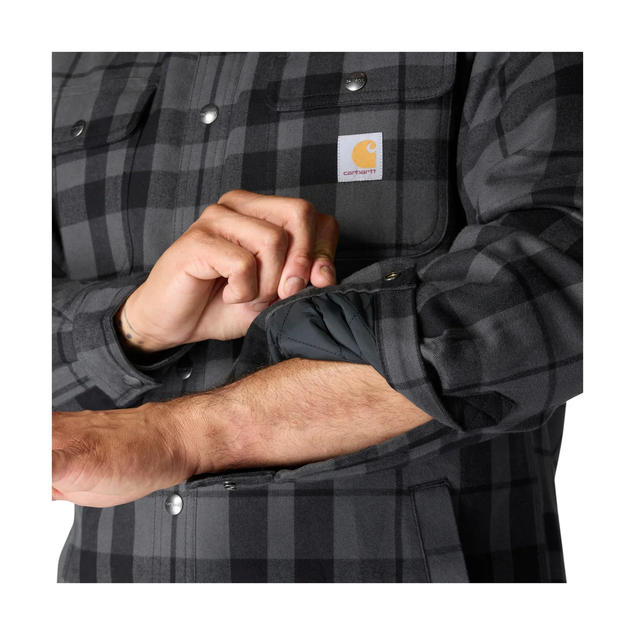 Carhartt Men's Relaxed Fit Flannel Sherpa Lined Shirt Jac - Shadow - Image 2
