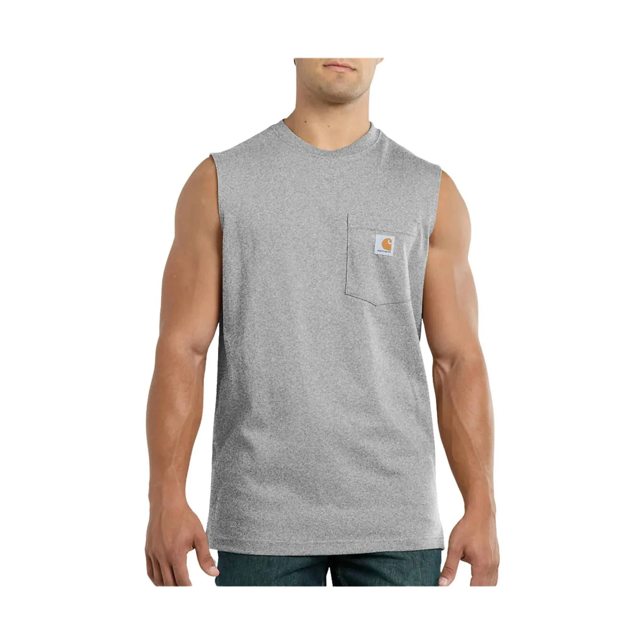 Carhartt Men's Relaxed Fit Heavyweight Sleeveless Pocket Tank - Heather Grey