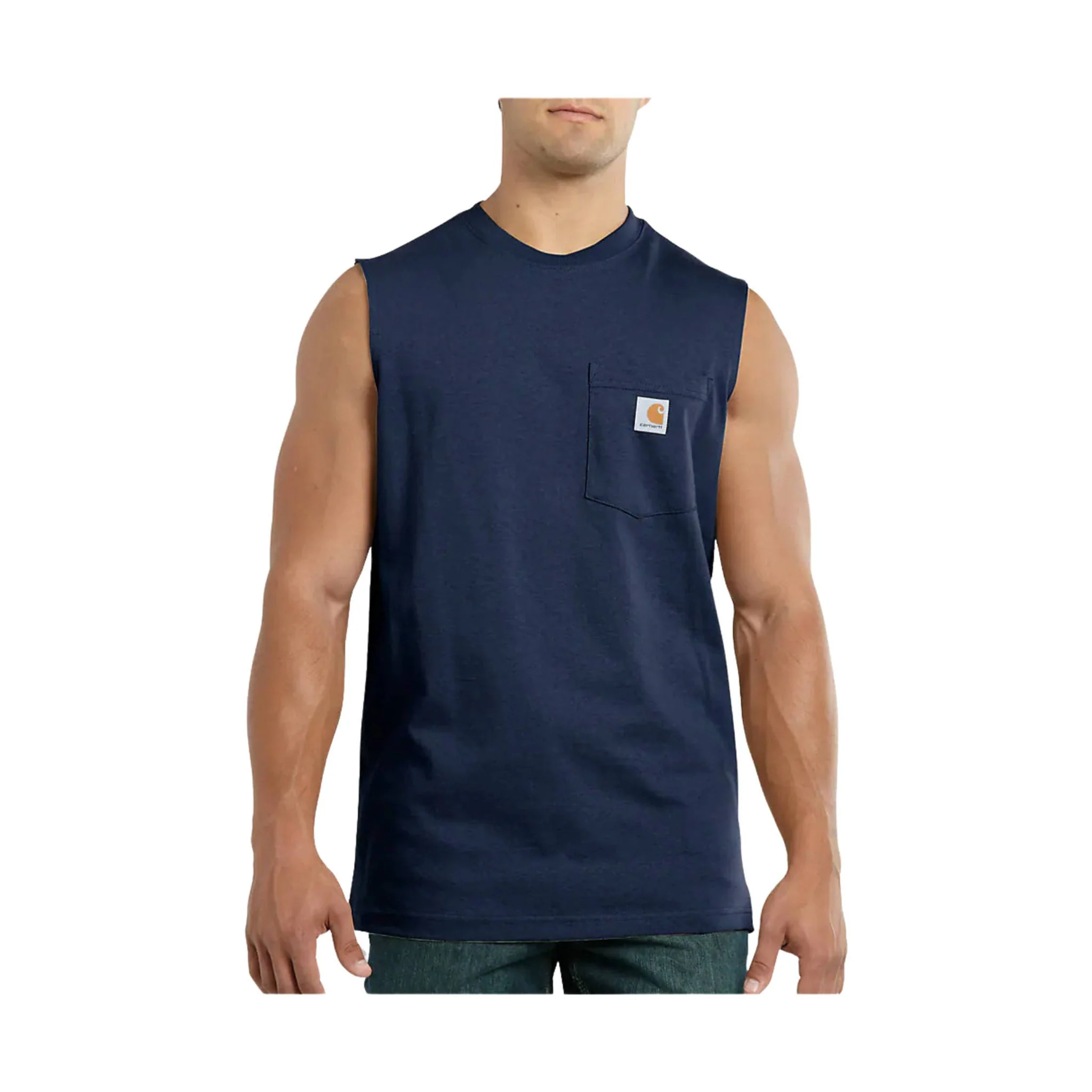 Carhartt Men's Relaxed Fit Heavyweight Sleeveless Pocket Tank - Navy