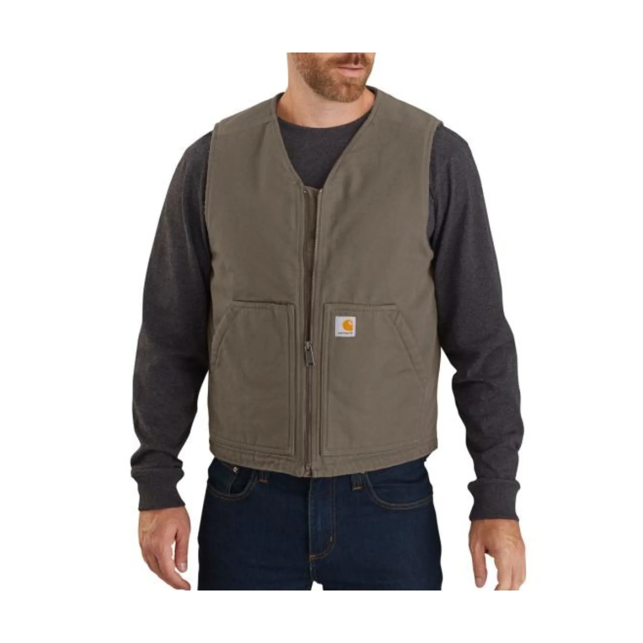 Carhartt Men's Relaxed Fit Washed Duck Sherpa Lined Vest - Driftwood