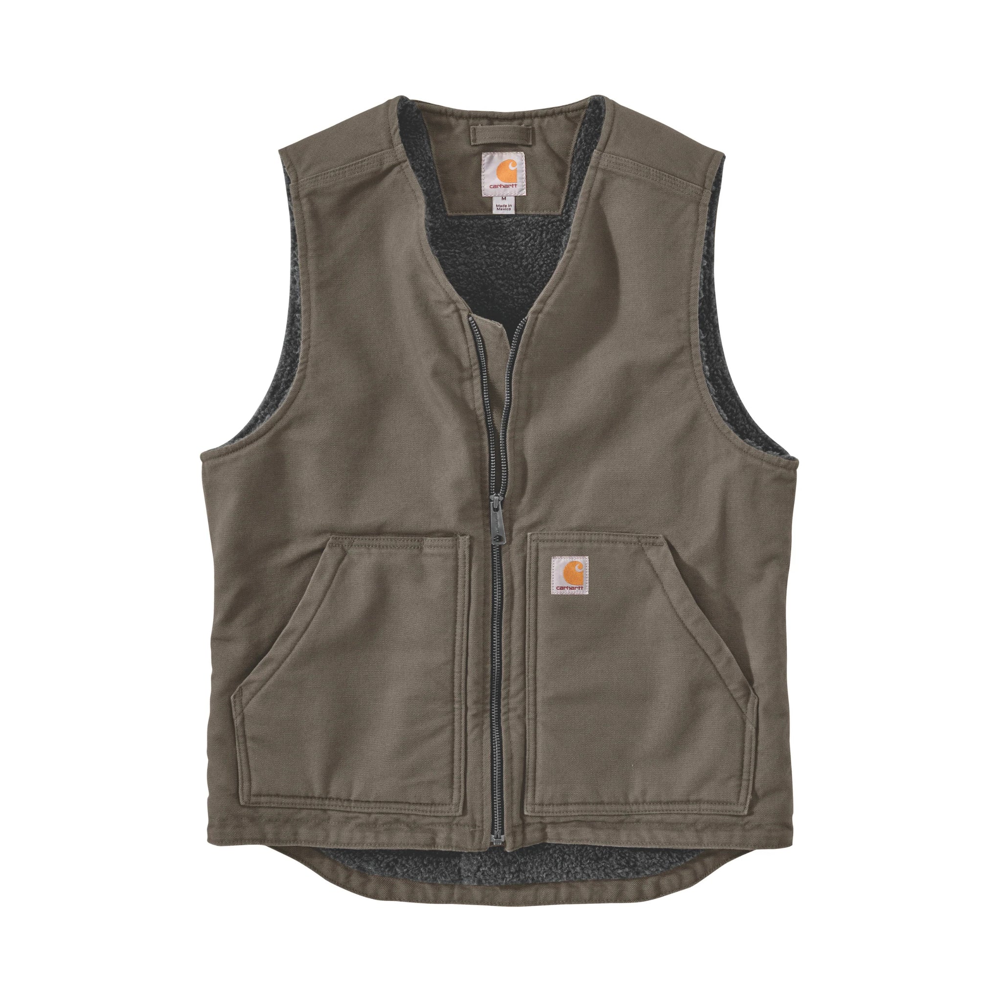 Carhartt Men's Relaxed Fit Washed Duck Sherpa Lined Vest - Driftwood - Image 5