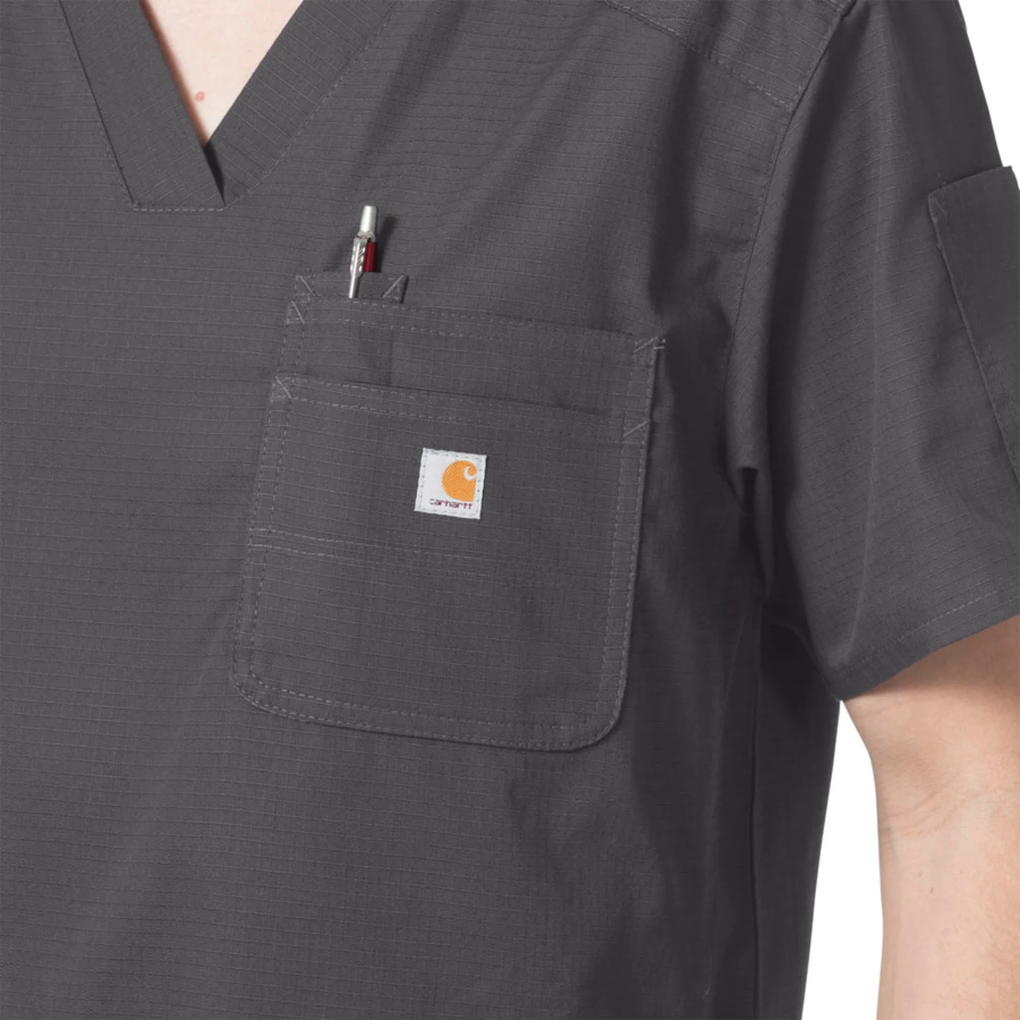 Carhartt Men's Rugged Flex Ripstop 6 Pocket Scrub Top - Dark Pewter - Image 3