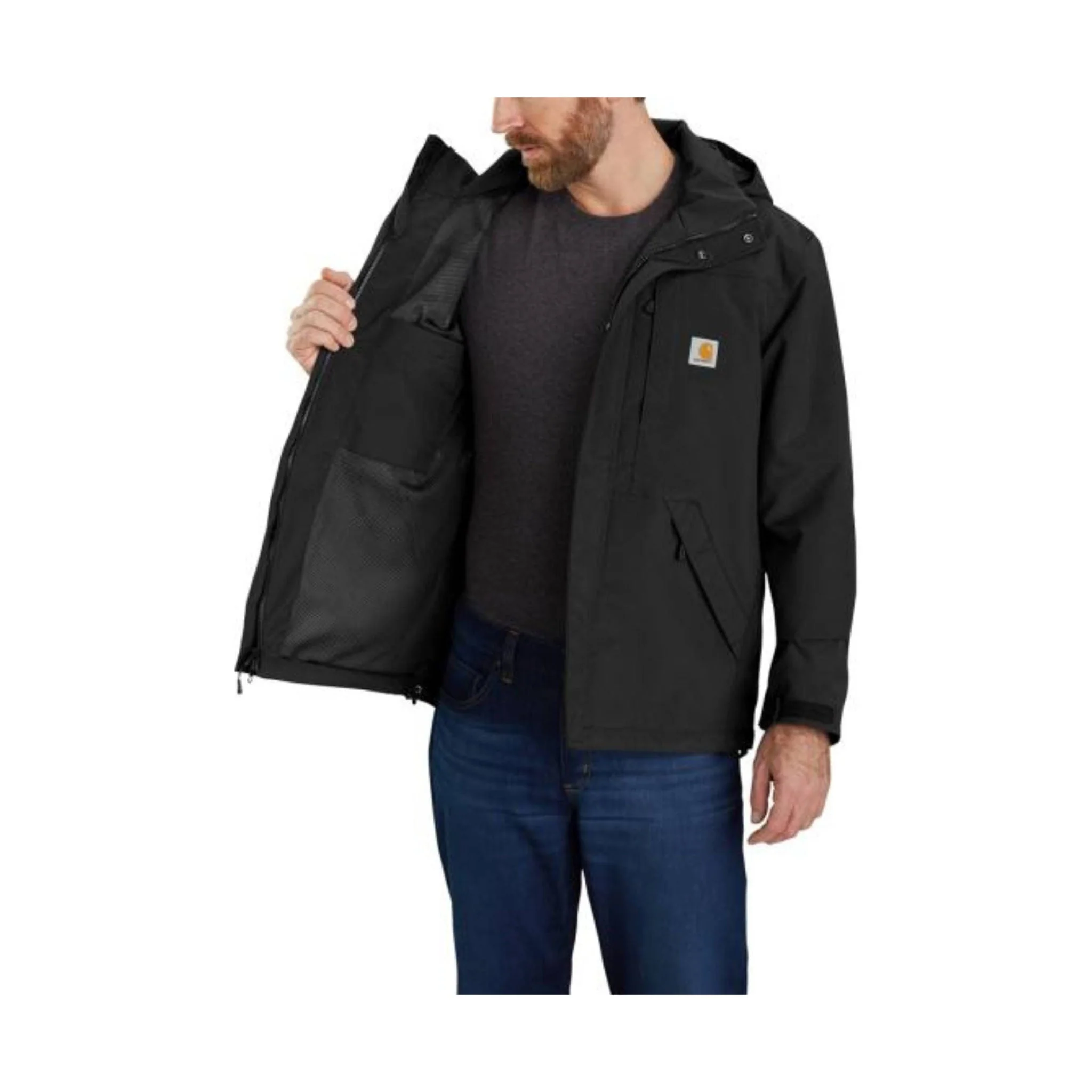 Carhartt Men's Storm Defender Loose Fit Heavy Weight Rain Jacket - Black - Image 2