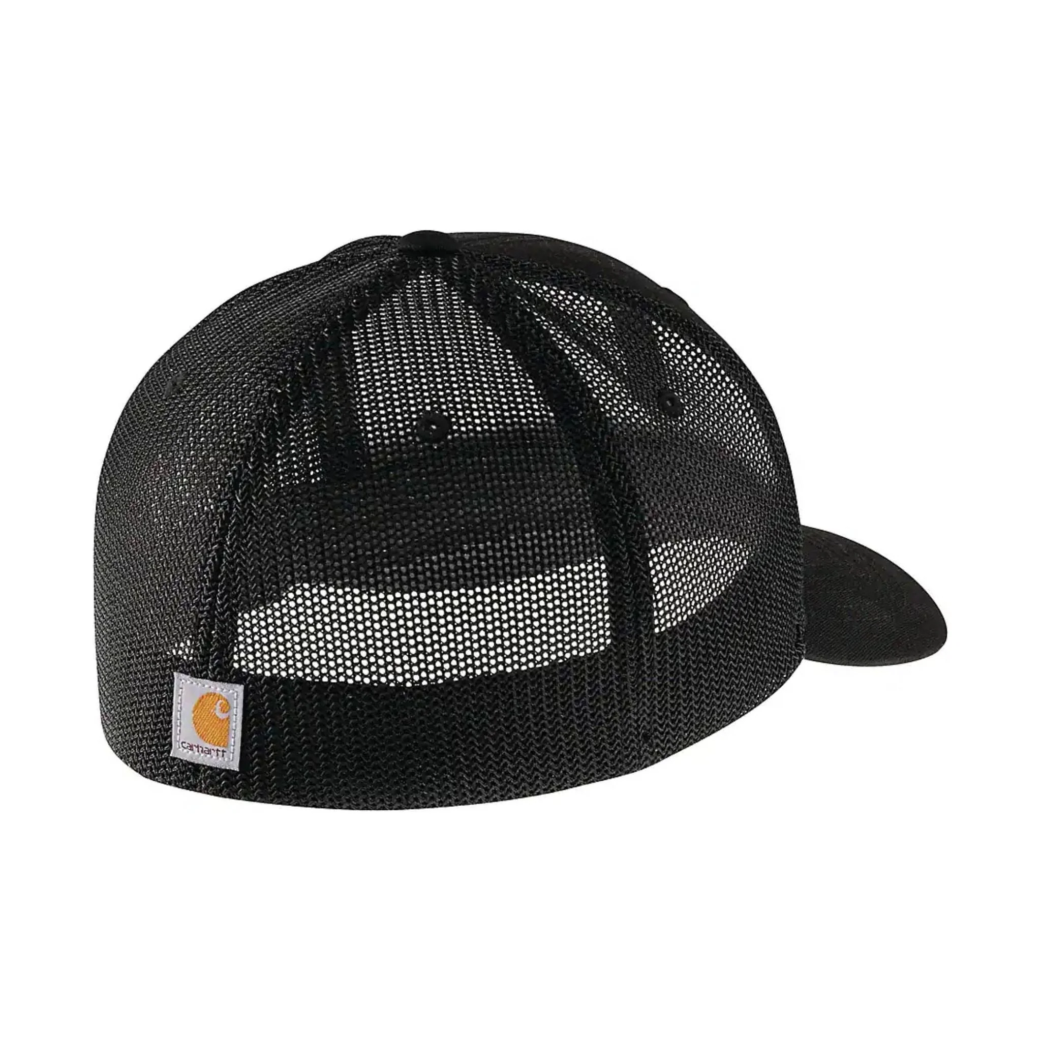 Carhartt Rugged Flex Fitted Canvas Mesh Back Logo Graphic Cap - Black - Image 2