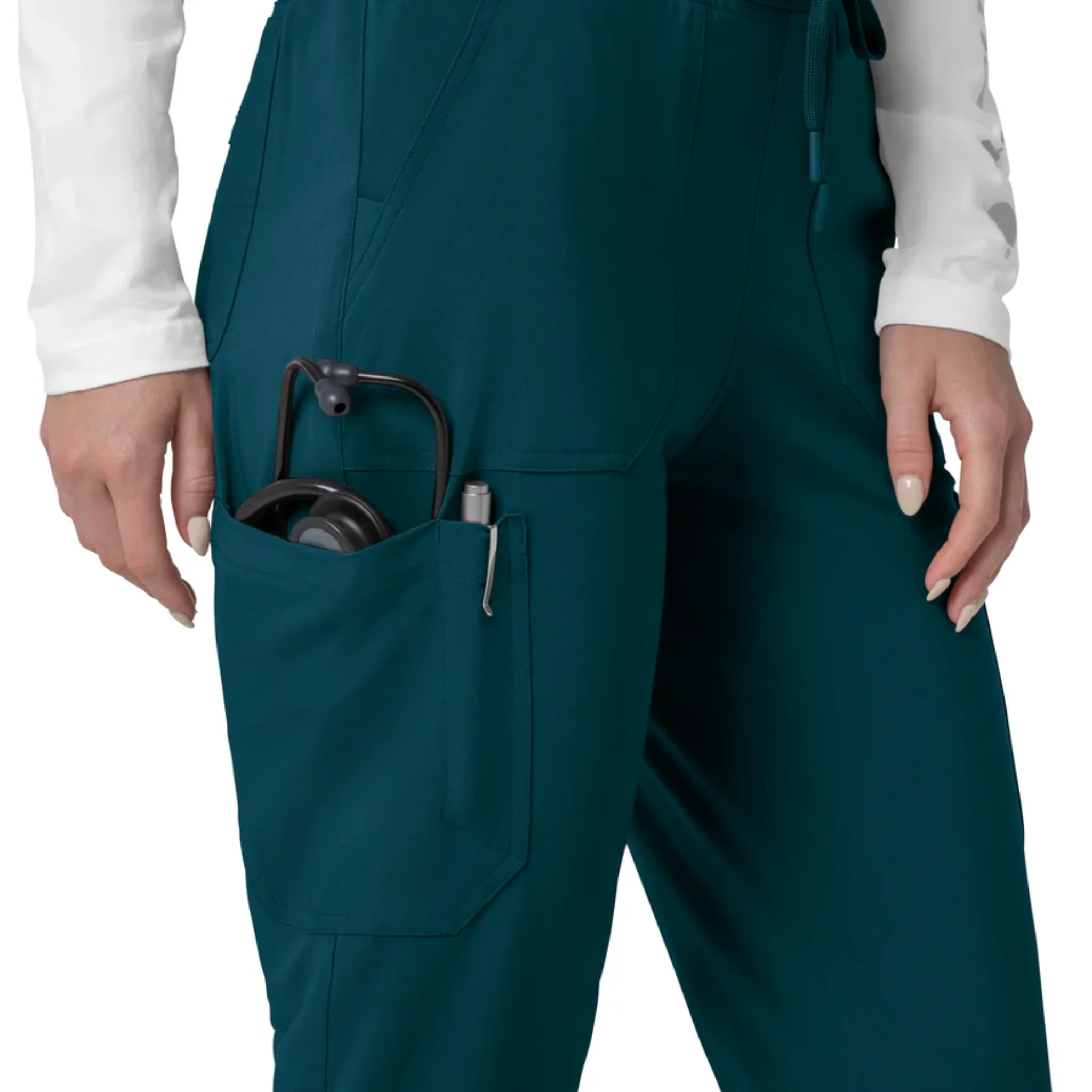 Carhartt Women's Force Cross Flex Cargo Jogger Scrub Pant - Caribbean - Image 3