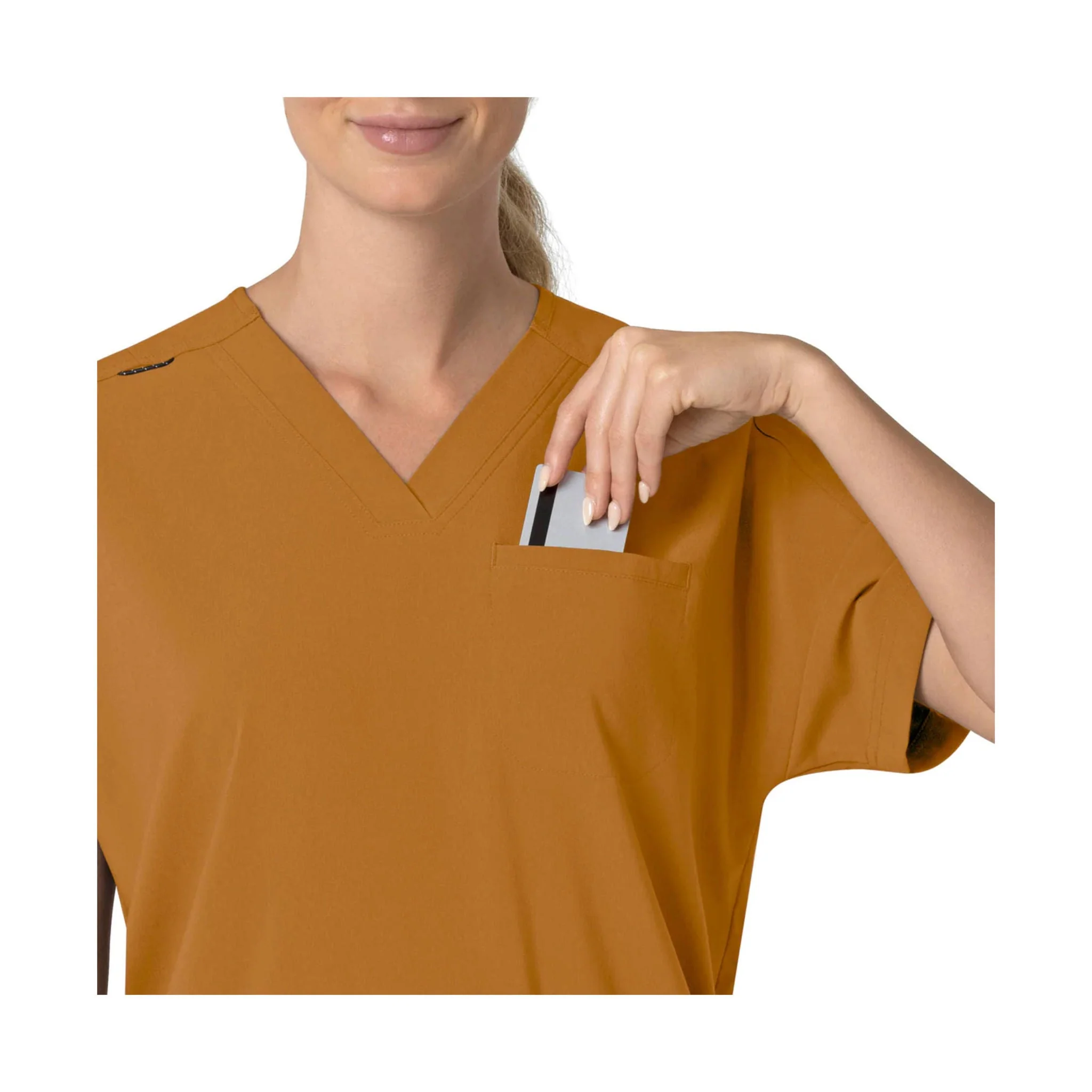Carhartt Women's Force Cross Flex Oversized V Neck Scrub Top - Fox Brown - Image 4