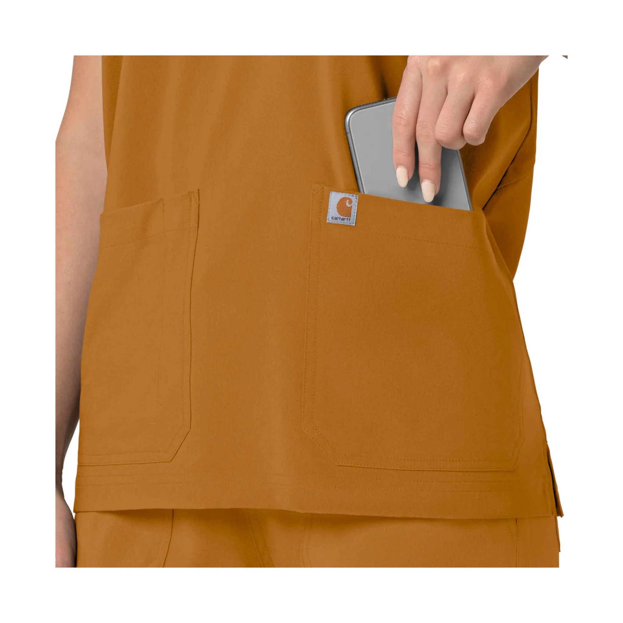 Carhartt Women's Force Cross Flex Oversized V Neck Scrub Top - Fox Brown - Image 5