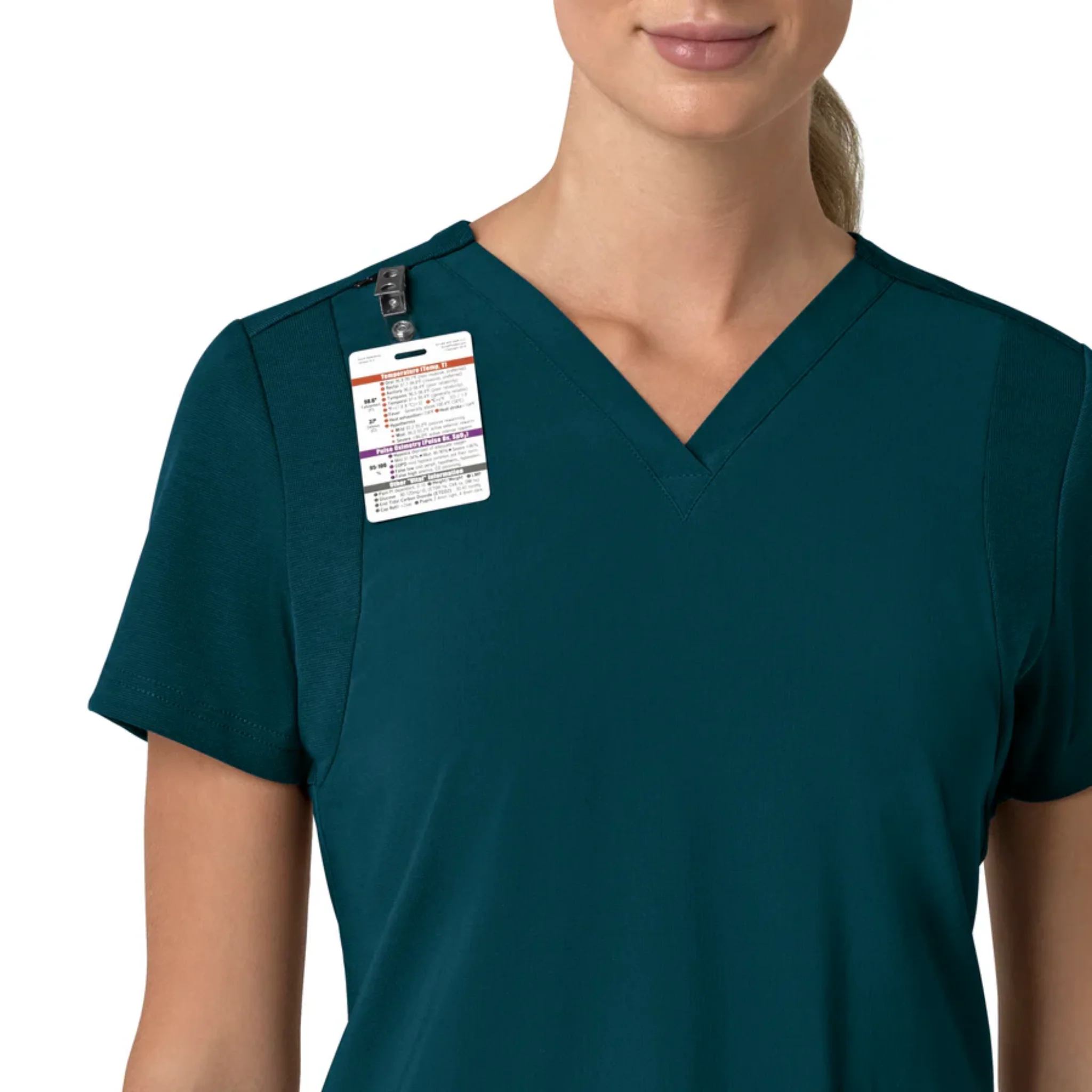 Carhartt Women's Force Cross Flex Panel V Neck Scrub Top - Caribbean - Image 2