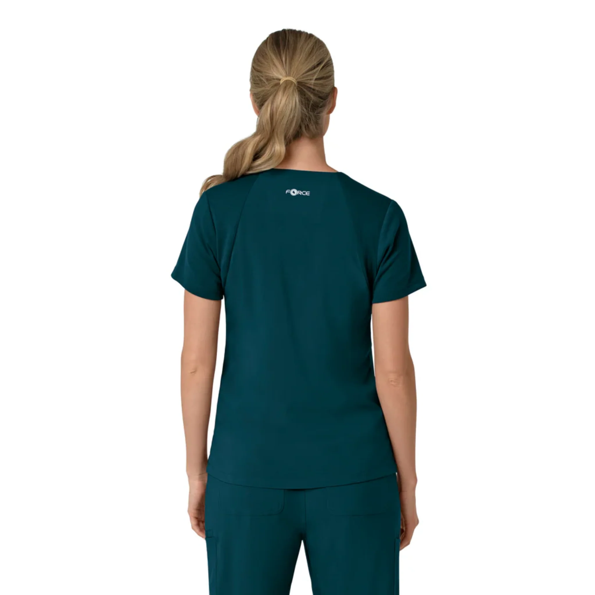 Carhartt Women's Force Cross Flex Panel V Neck Scrub Top - Caribbean - Image 5